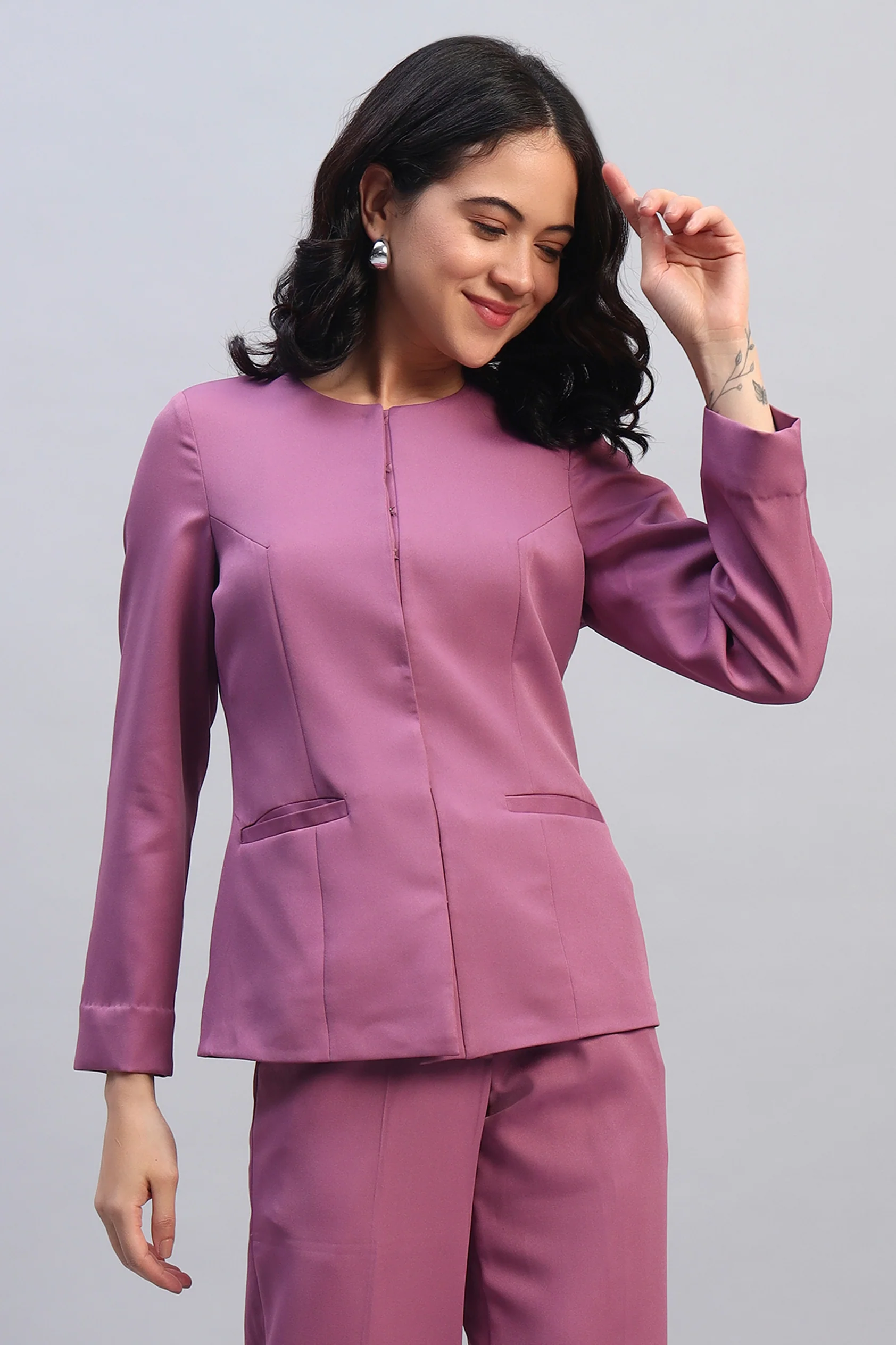 The 9-to-9 Shacket Set – Mauve - Image 2