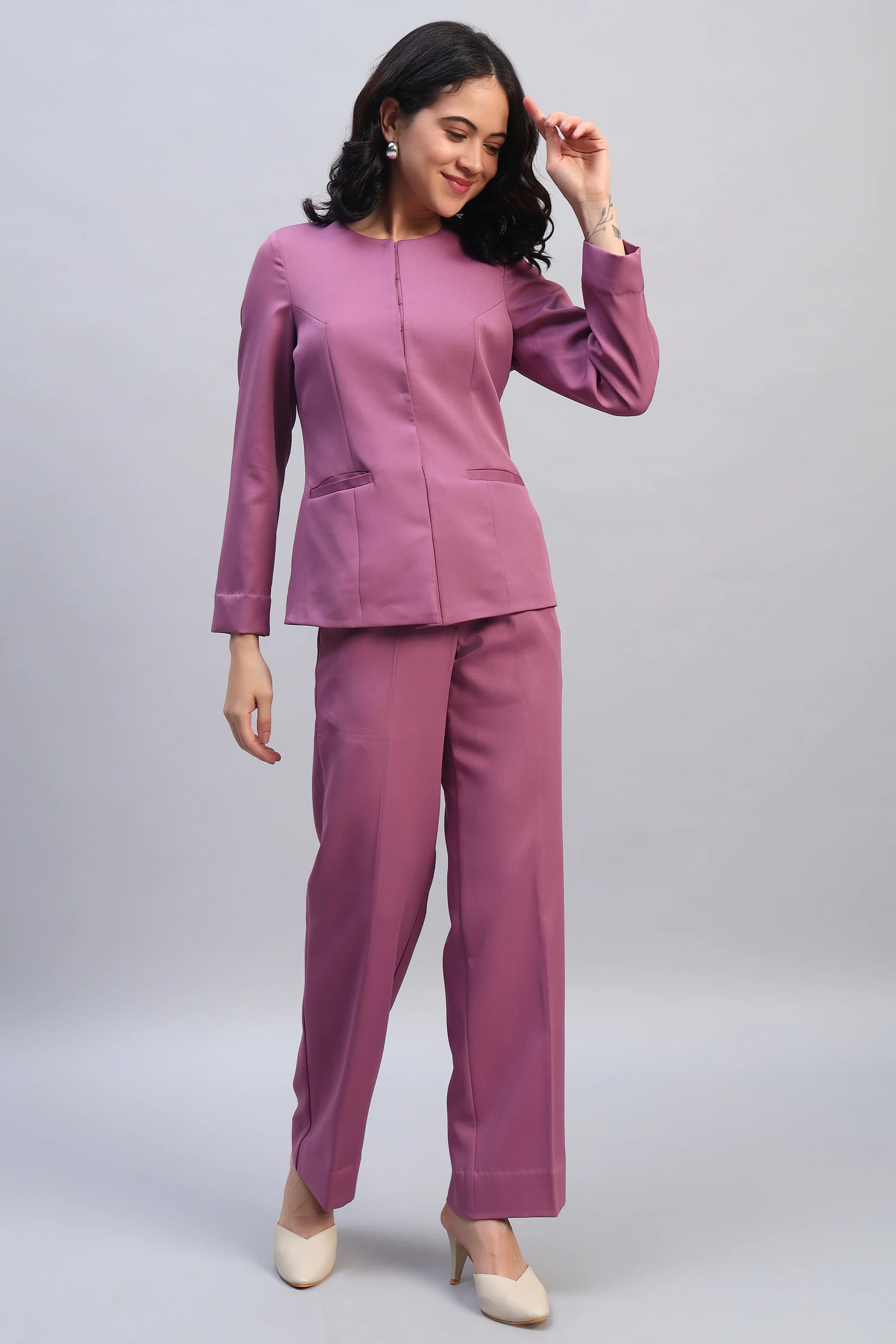 The 9-to-9 Shacket Set – Mauve - Image 6