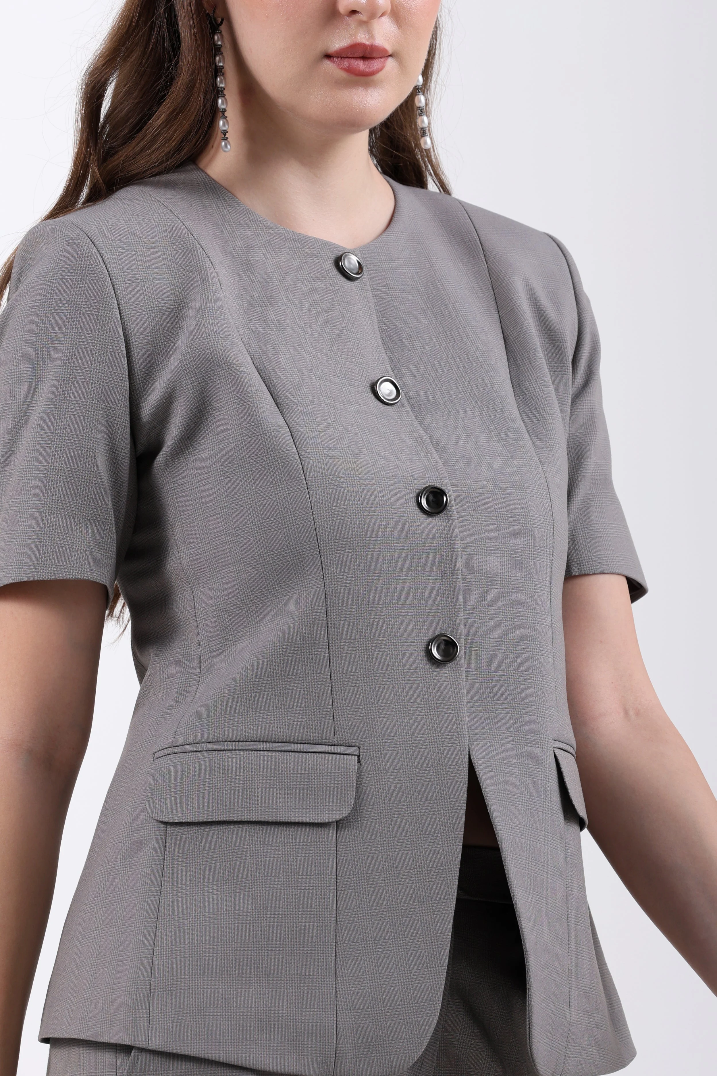 Bare Blazer Suit Set – Grey Glen Check - Image 9