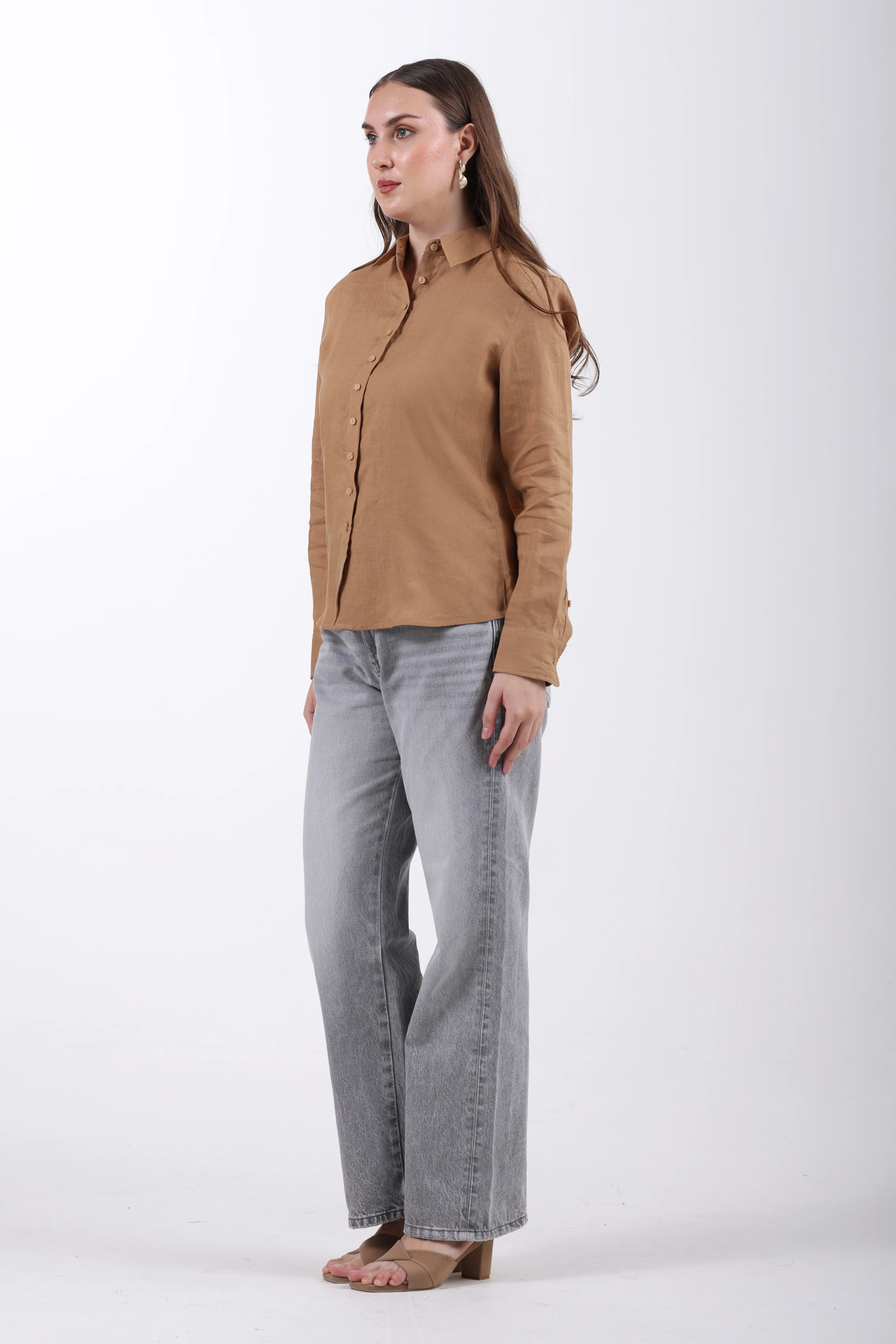 Belgian Linen Regular Fit Shirt – Golden Brown - Image 5