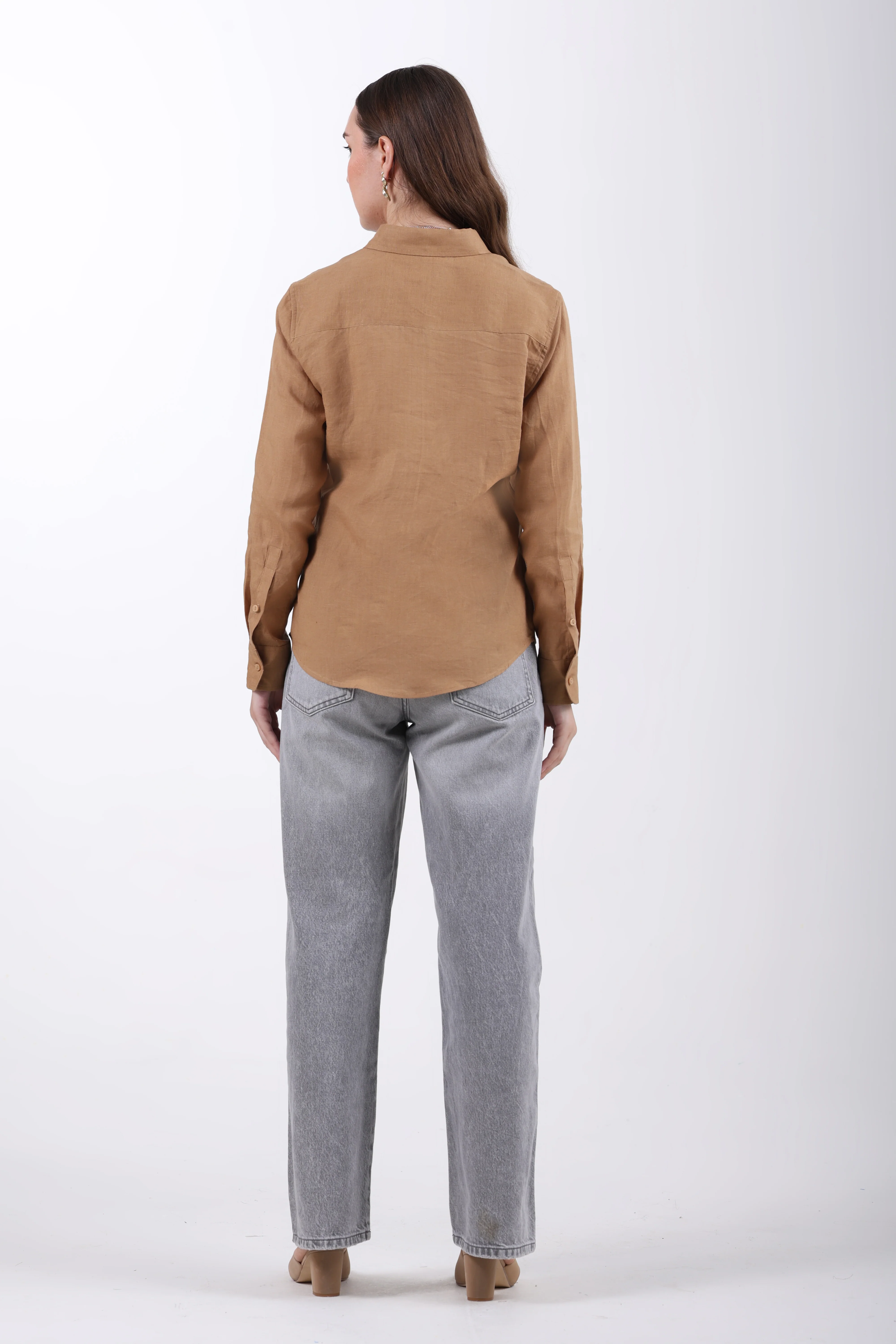 Belgian Linen Regular Fit Shirt – Golden Brown - Image 8