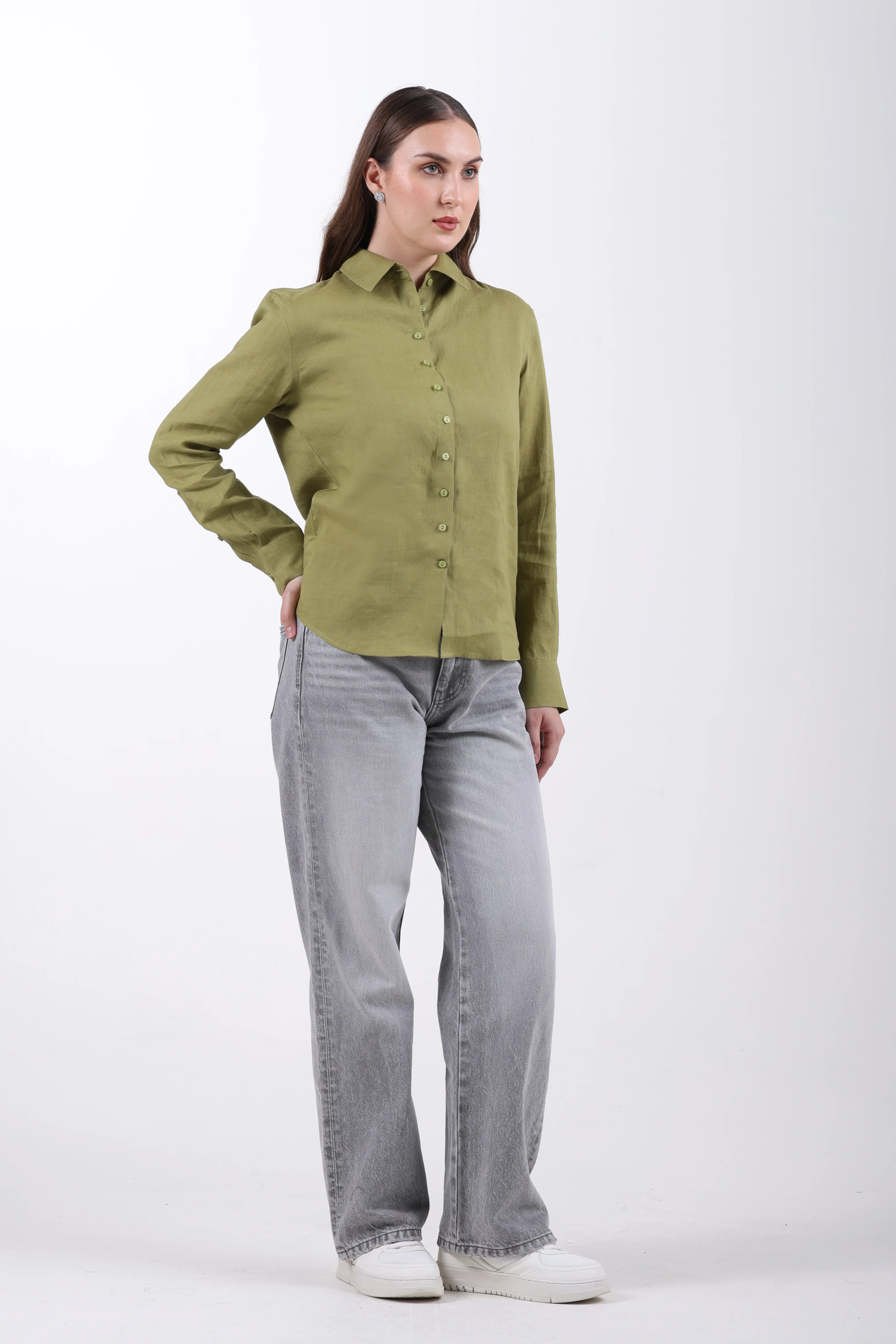 Belgian Linen Regular Fit Shirt – Leafy Green - Image 3
