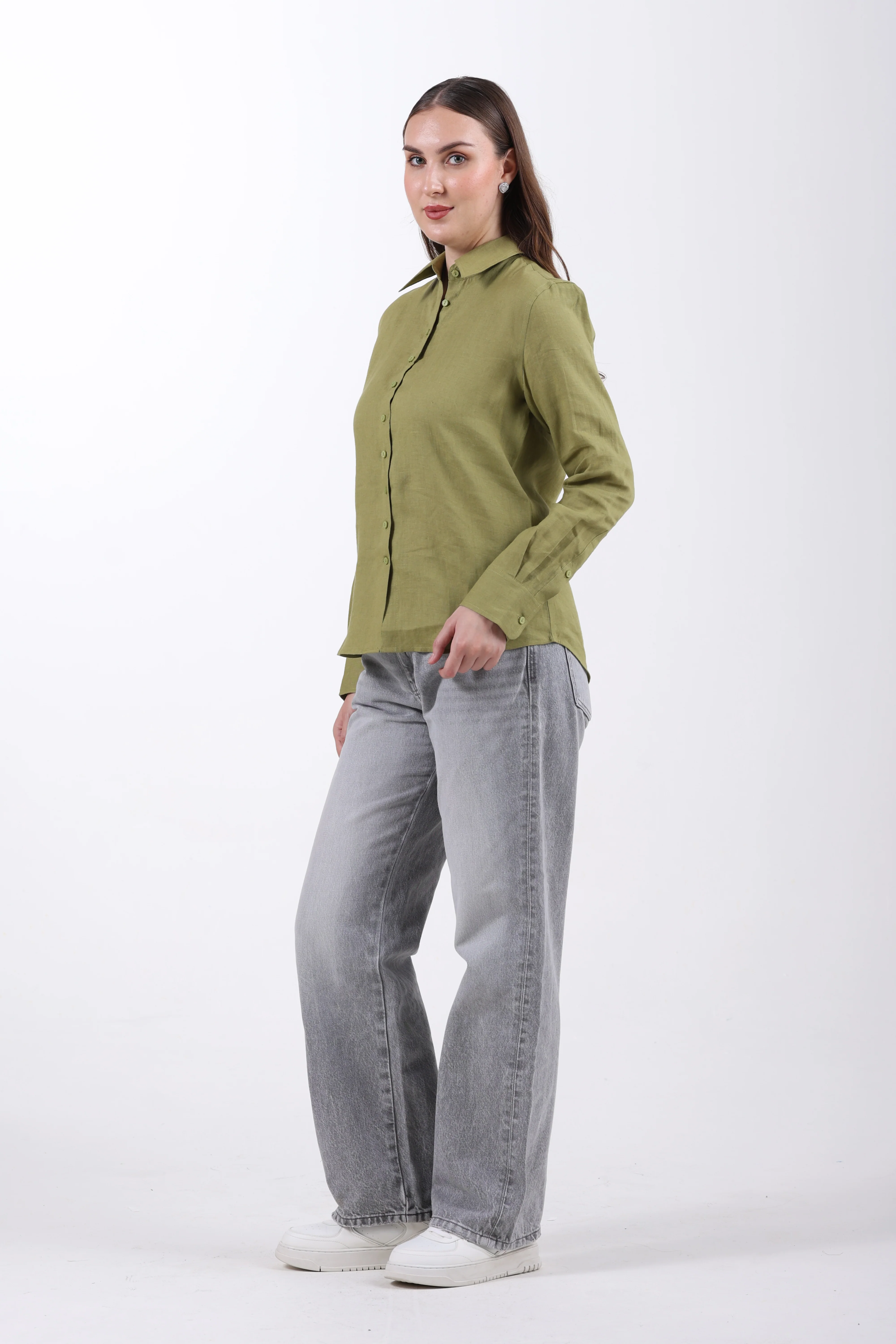 Belgian Linen Regular Fit Shirt – Leafy Green - Image 4