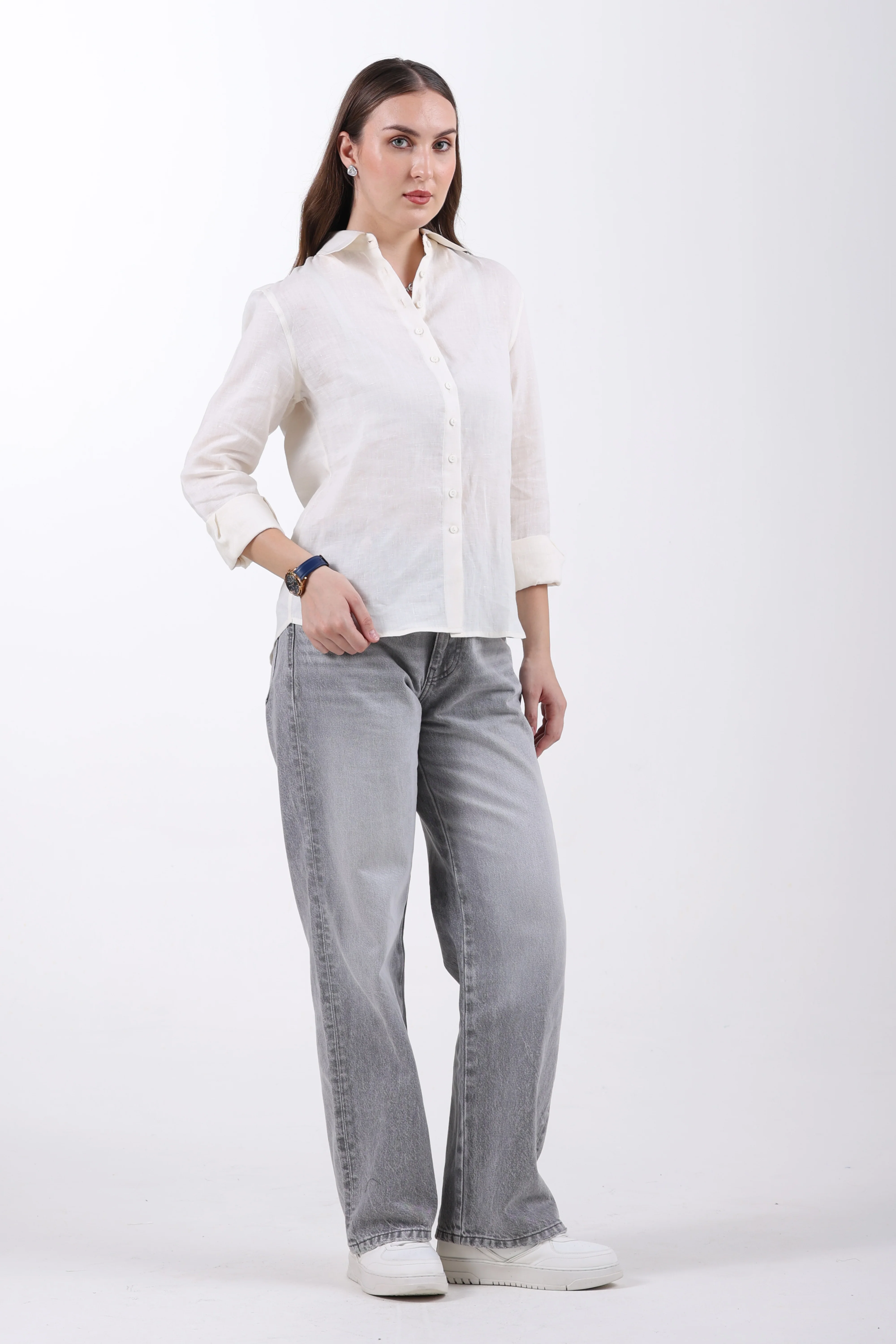 Belgian Linen Regular Fit Shirt – Off White - Image 3