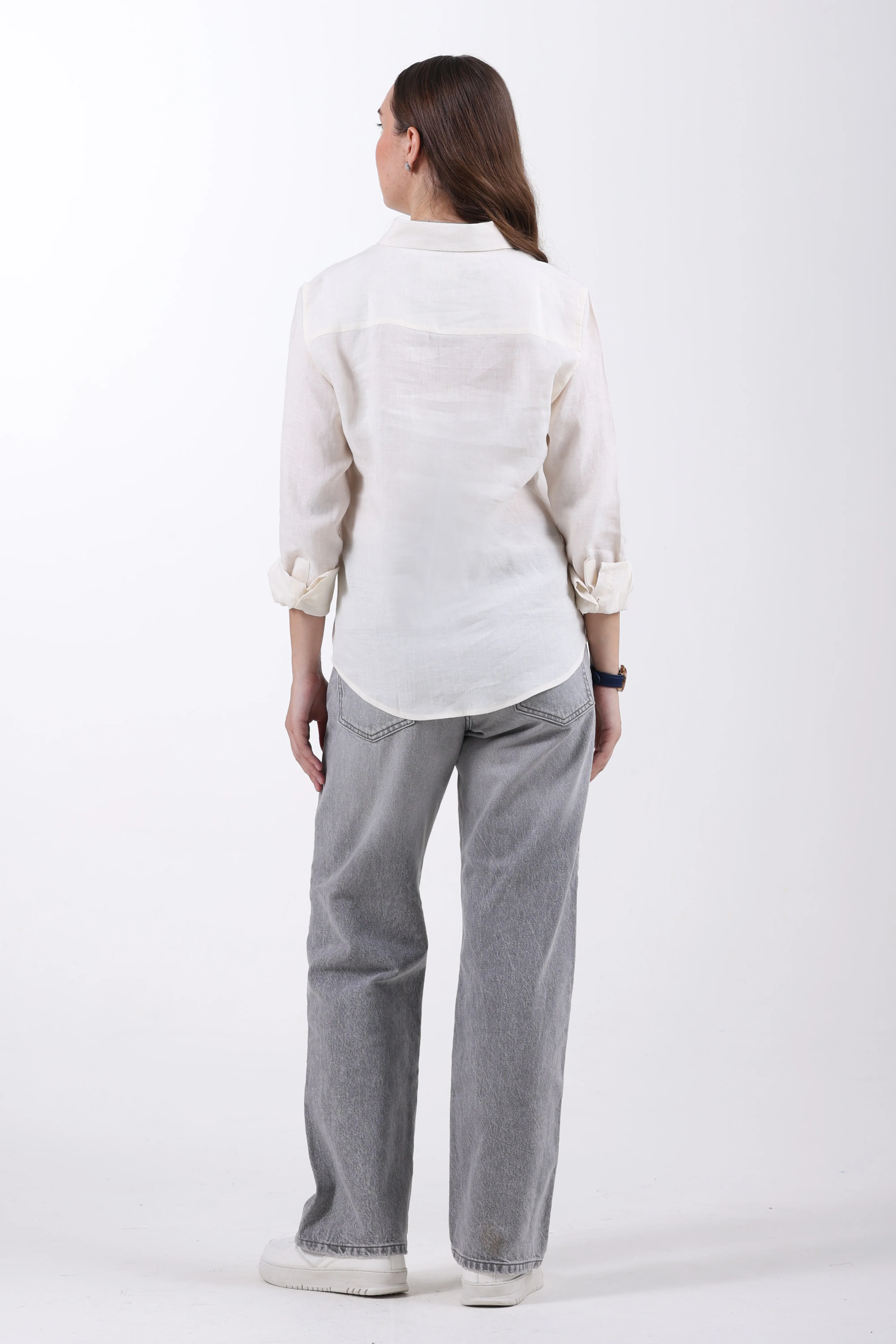 Belgian Linen Regular Fit Shirt – Off White - Image 4