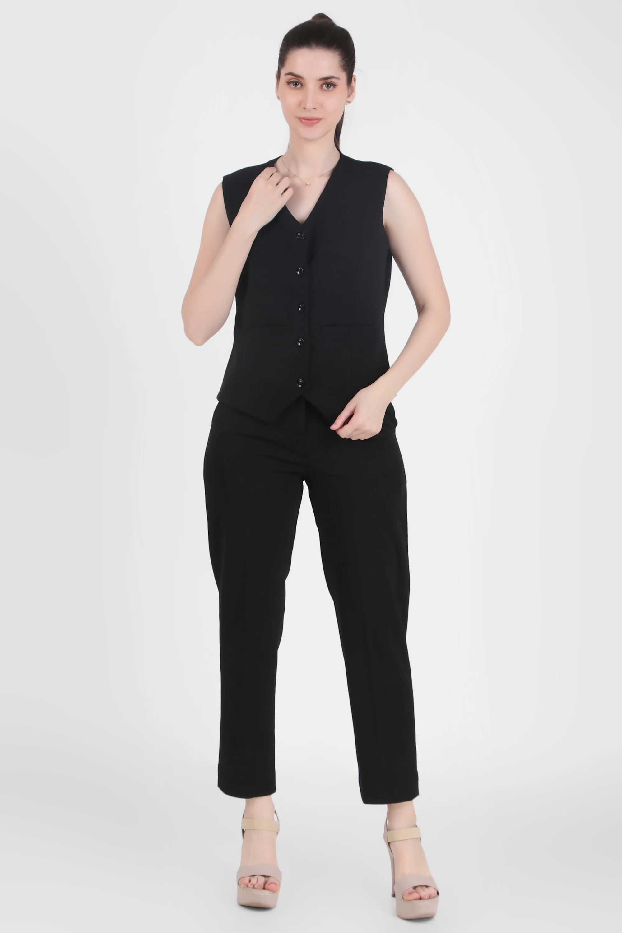 Waistcoat and Trousers Co-ord Set – Black