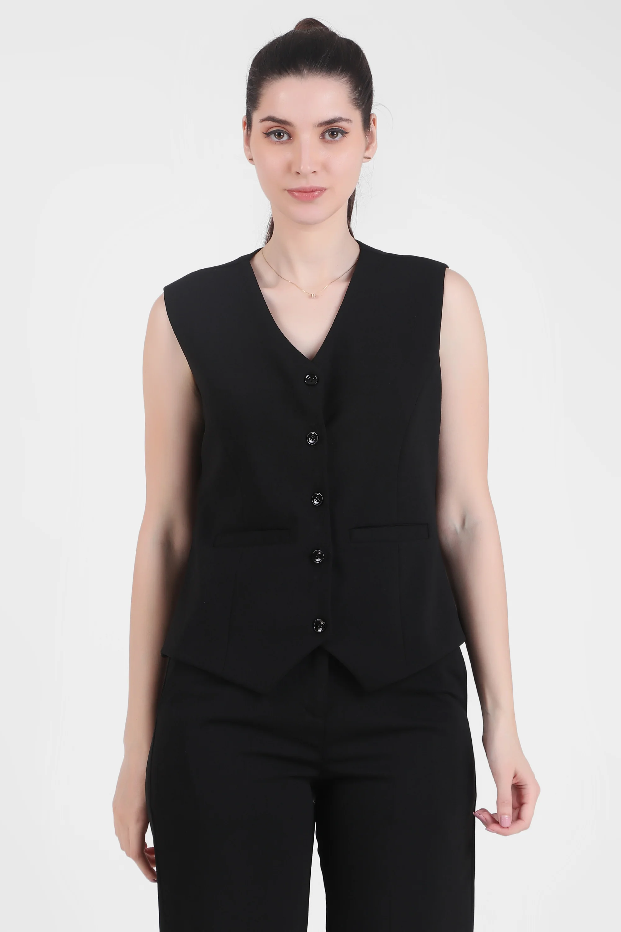 Waistcoat and Trousers Co-ord Set – Black - Image 2