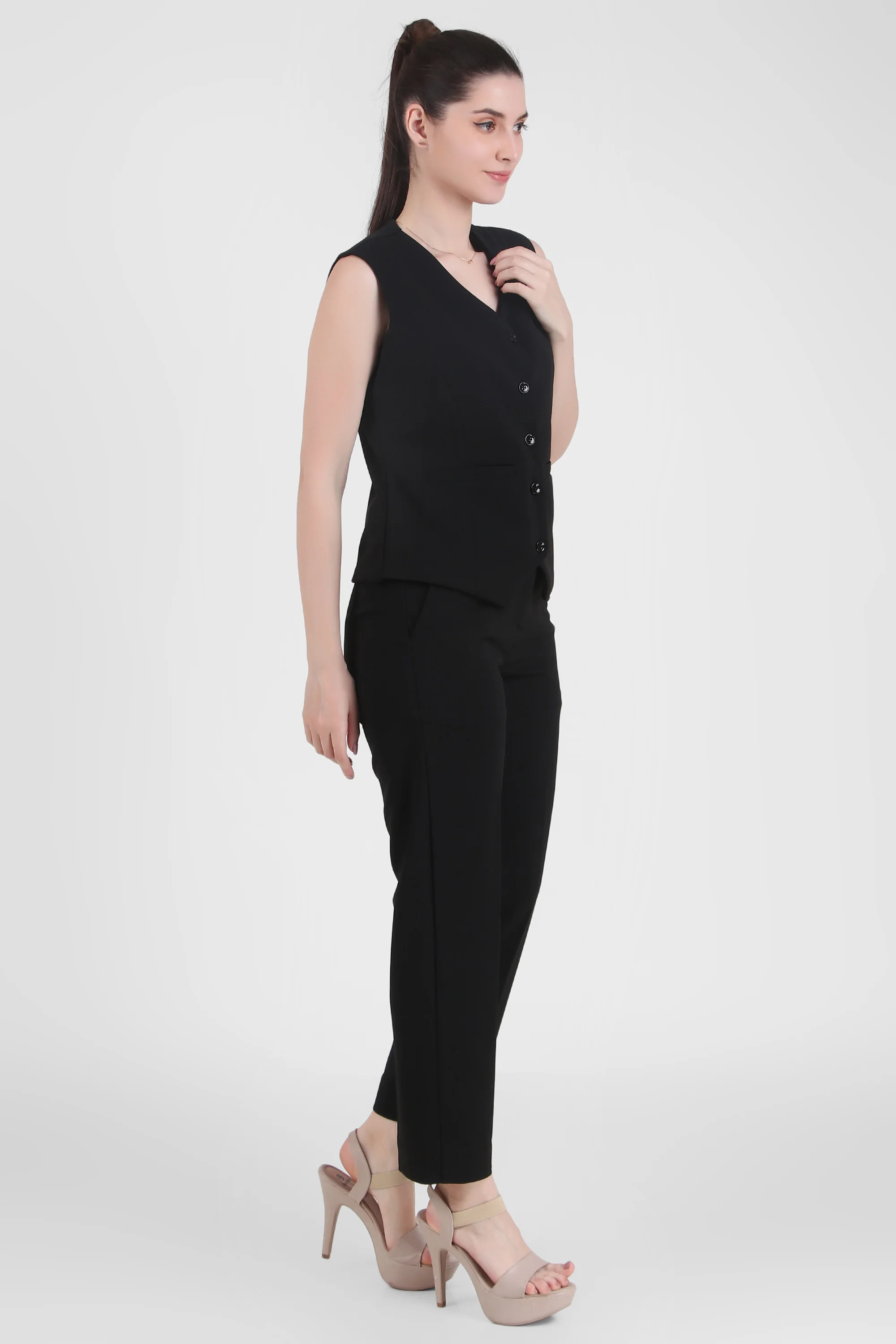 Waistcoat and Trousers Co-ord Set – Black - Image 5