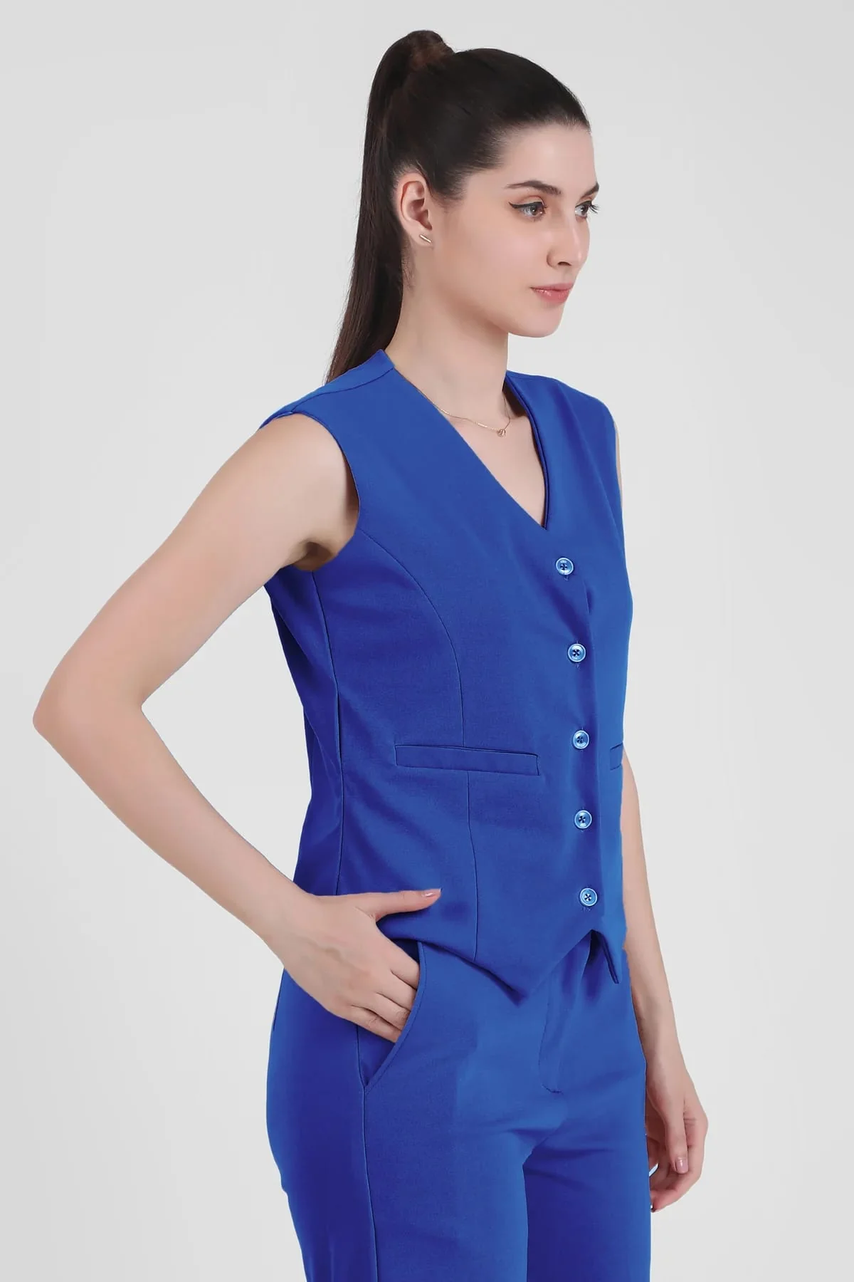 Waistcoat and Trousers Co-ord Set – Blue - Image 7