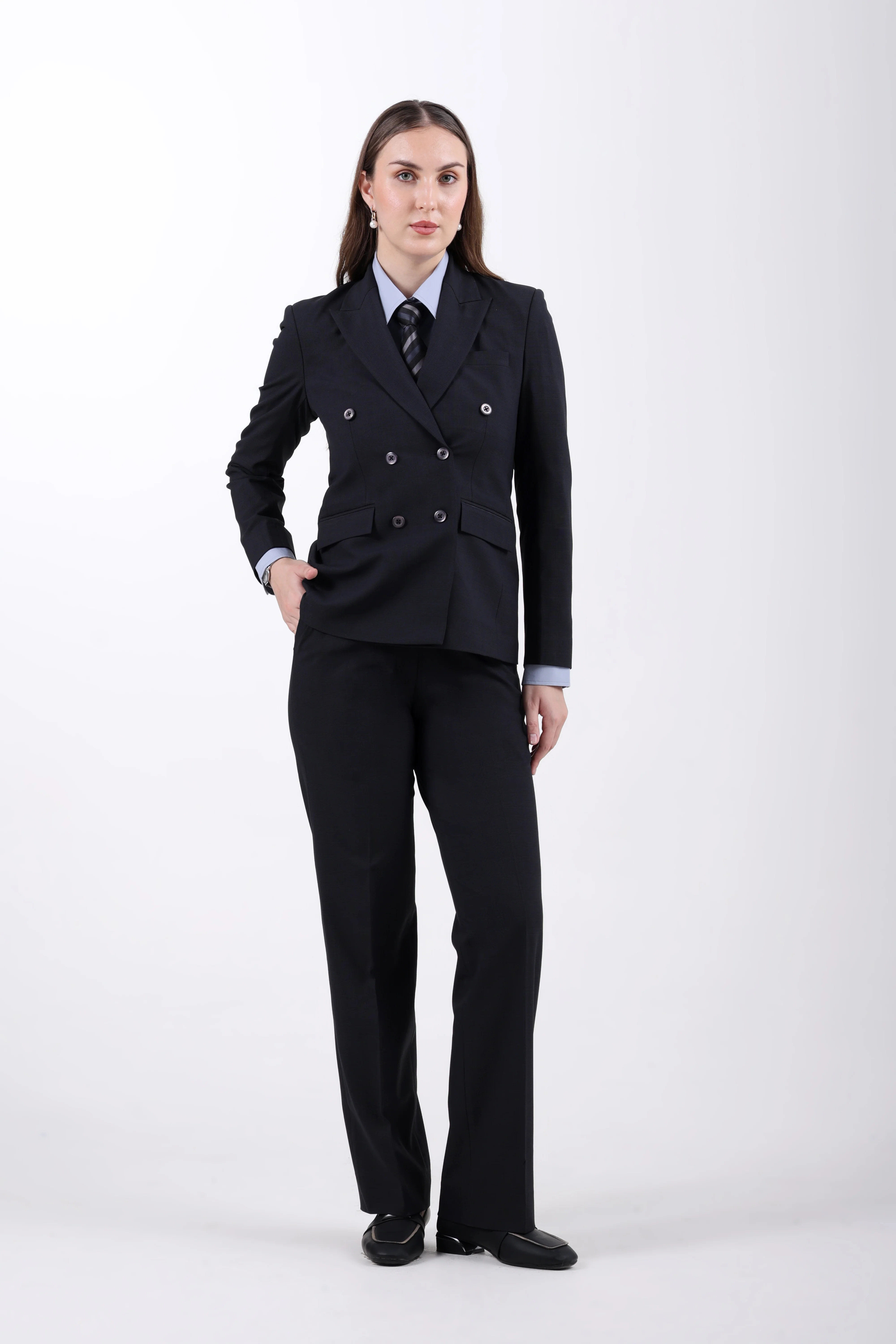 The Boardroom Double-Breasted Suit Set – Midnight Navy - Image 3