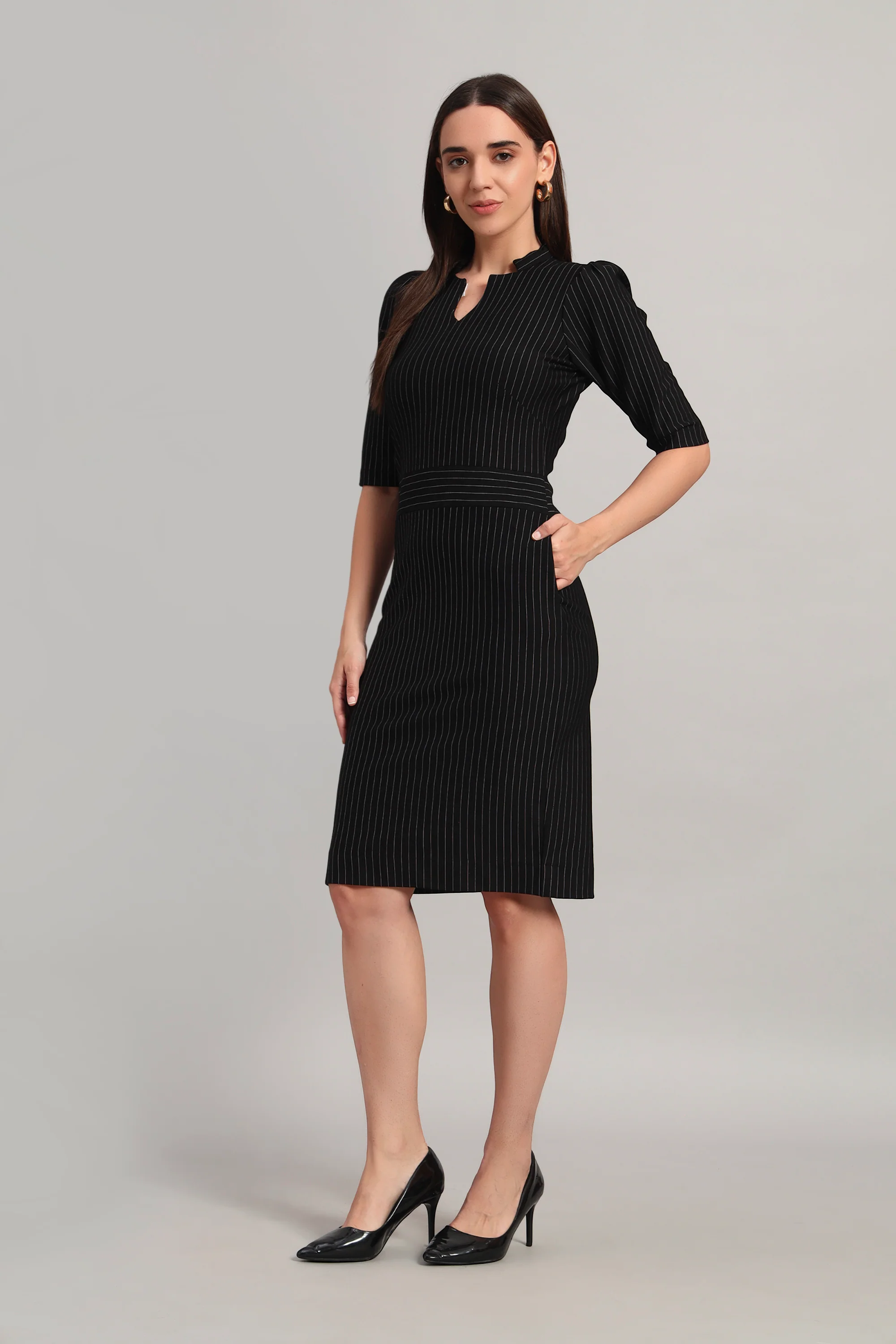 Boss Moves Only Dress – Black Pinstripe - Image 2