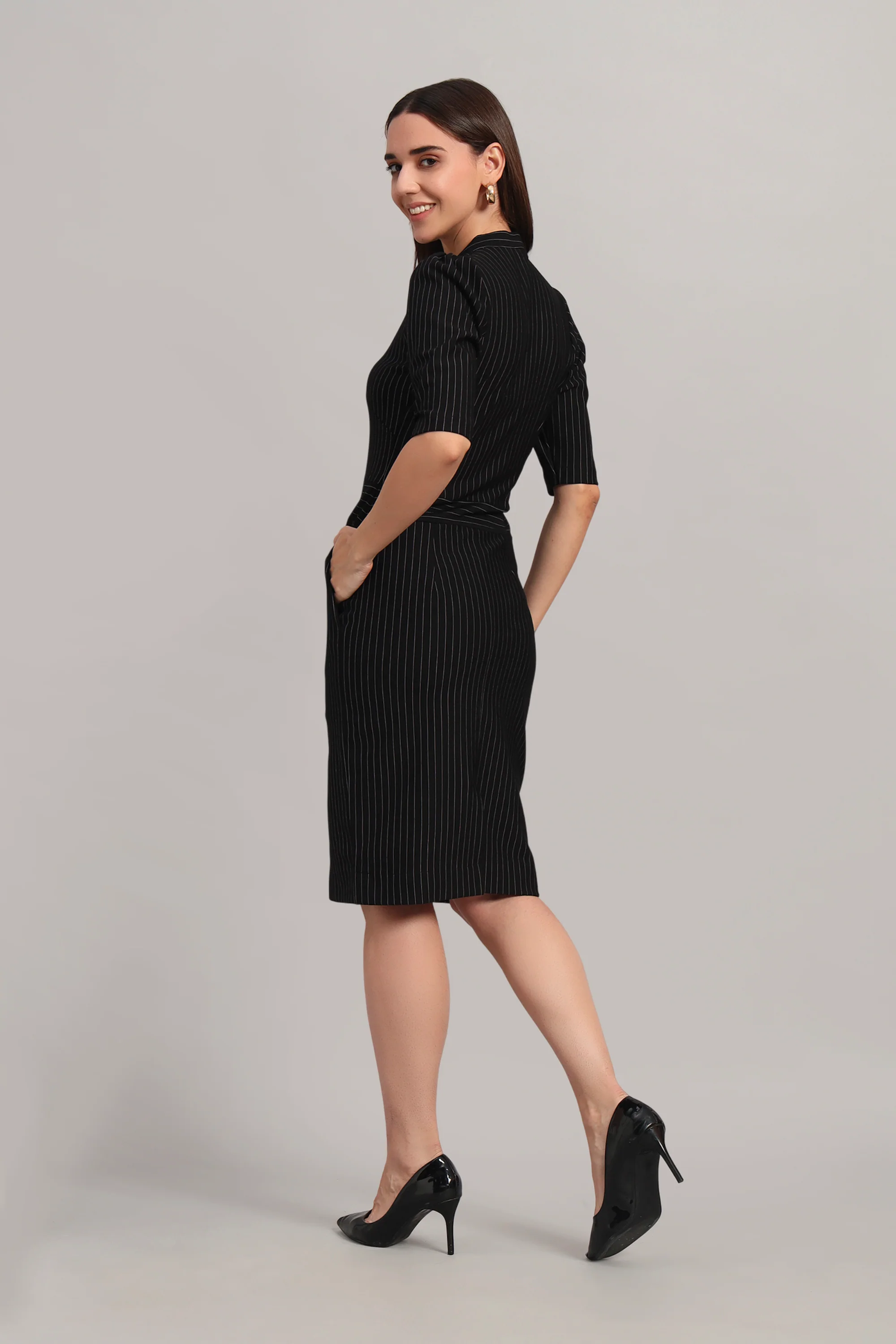 Boss Moves Only Dress – Black Pinstripe - Image 7