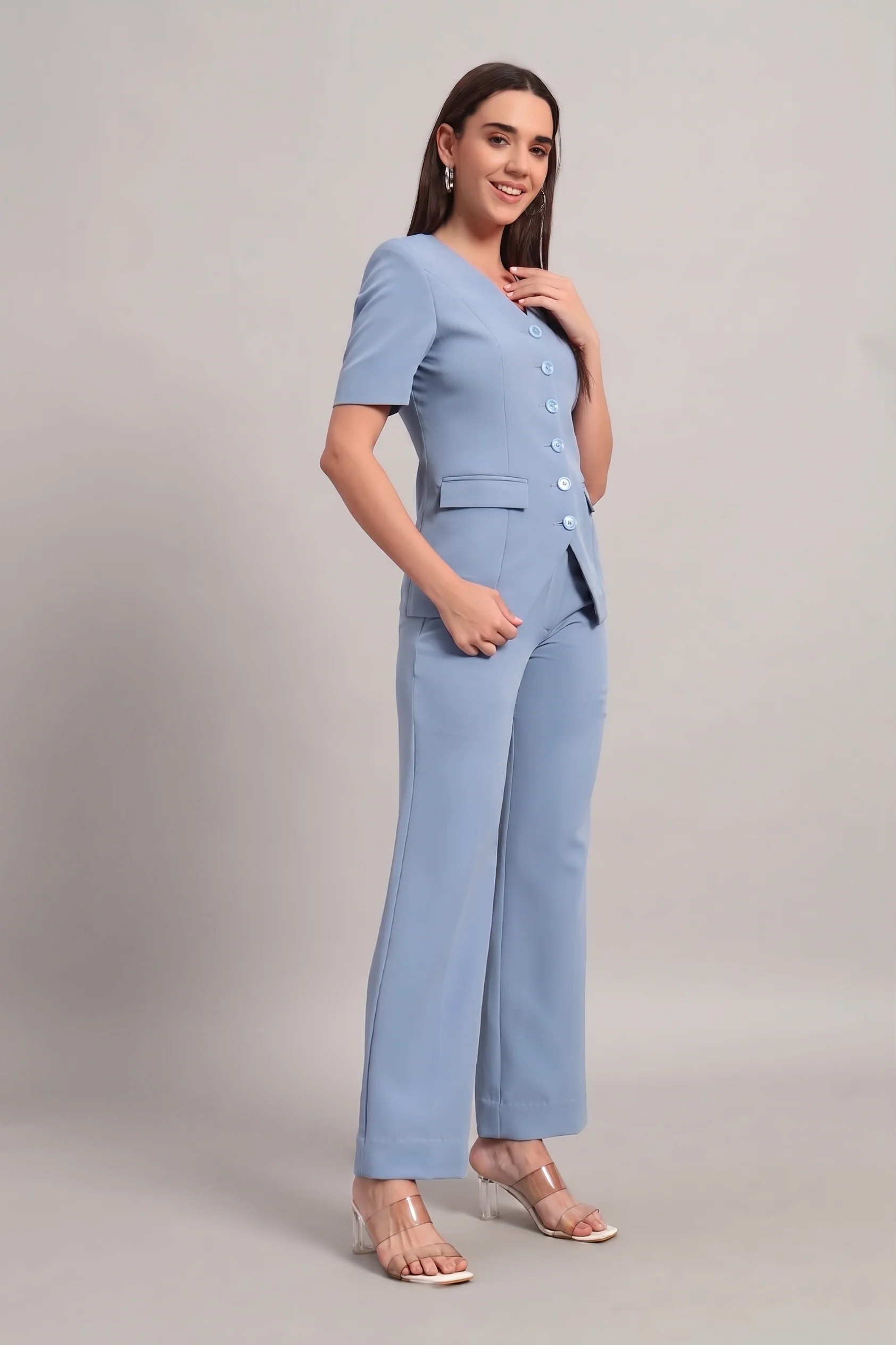 The Breezy Blazer Set – Denim Blue - Image 3