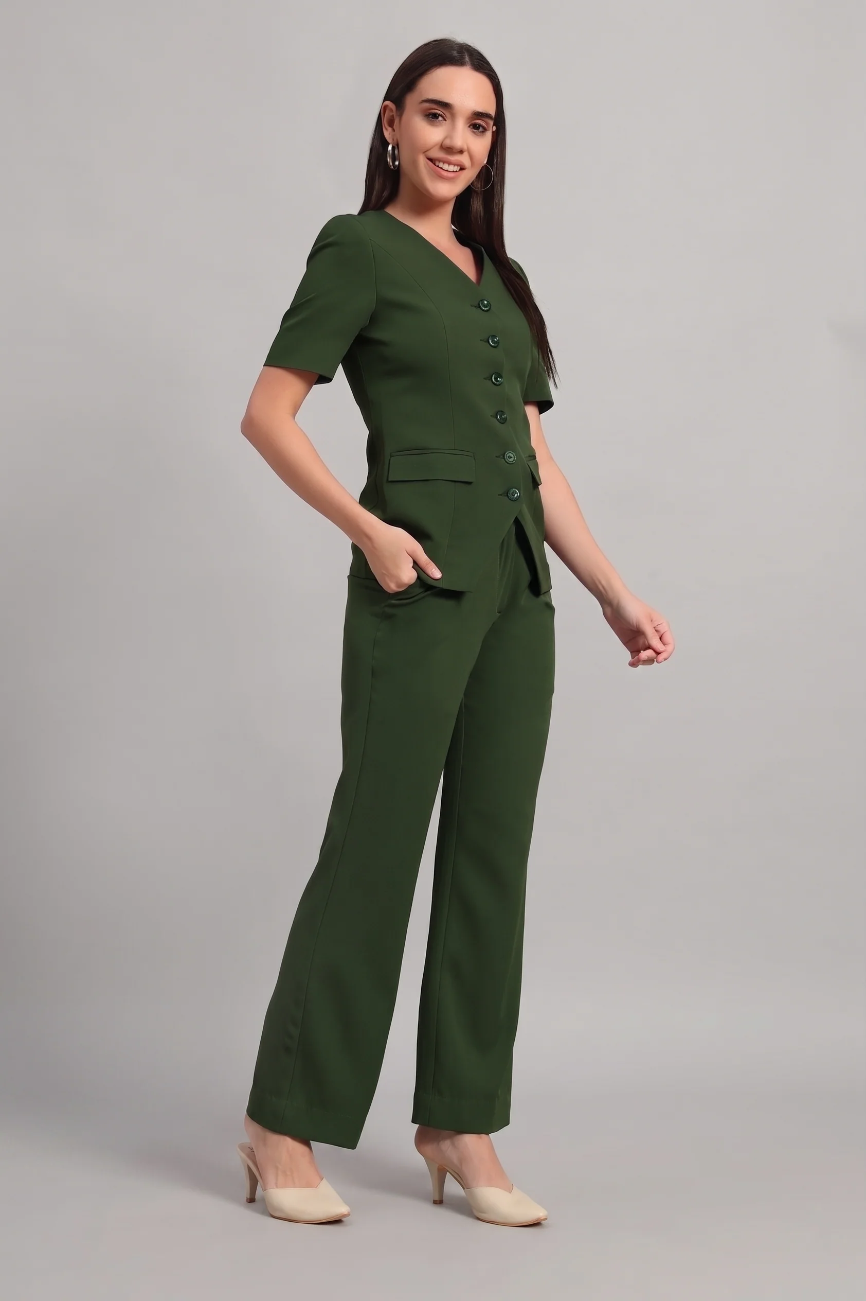The Breezy Blazer Set – Olive Green
