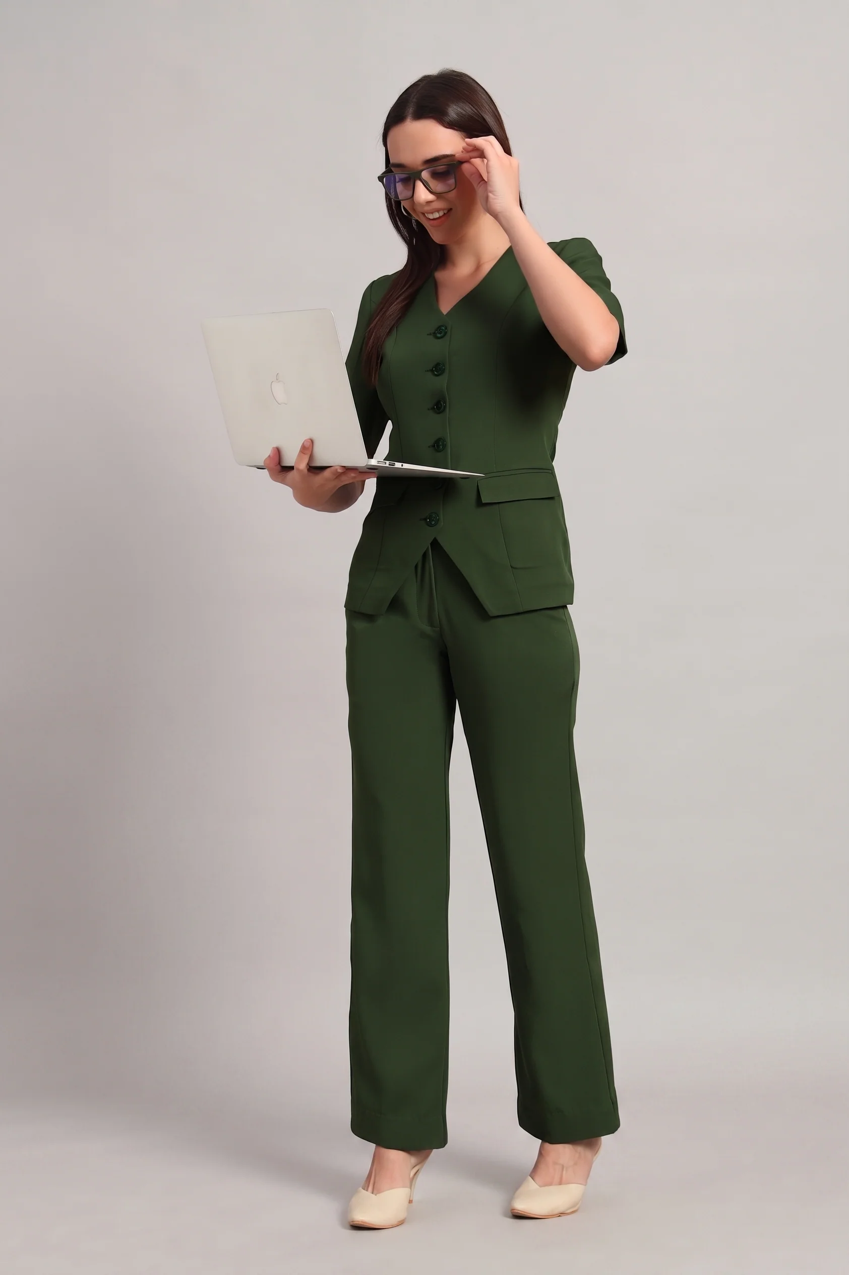 The Breezy Blazer Set – Olive Green - Image 3