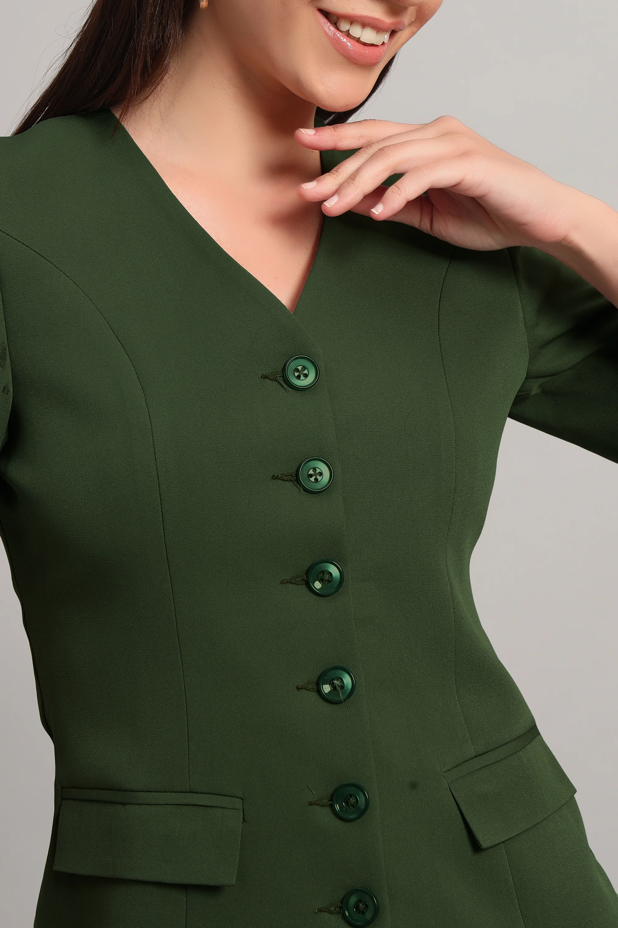 The Breezy Blazer Set – Olive Green - Image 4