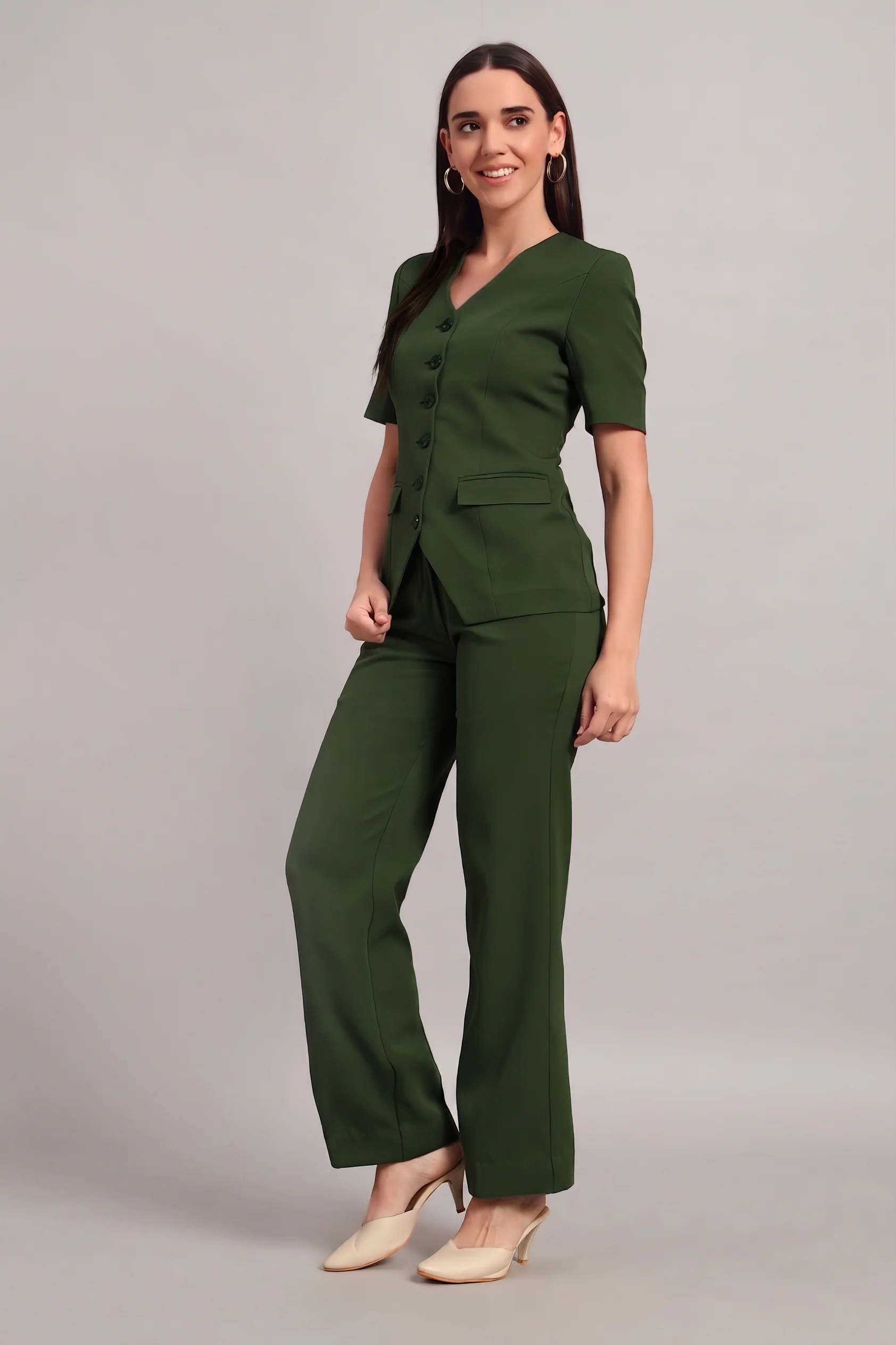 The Breezy Blazer Set – Olive Green - Image 5