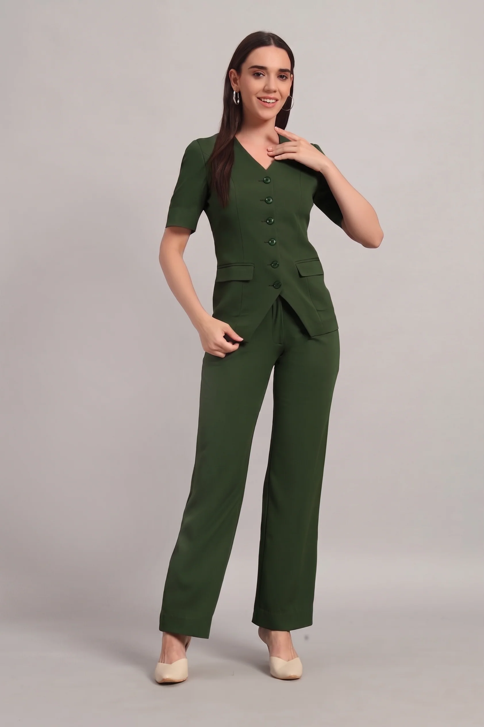 The Breezy Blazer Set – Olive Green - Image 6