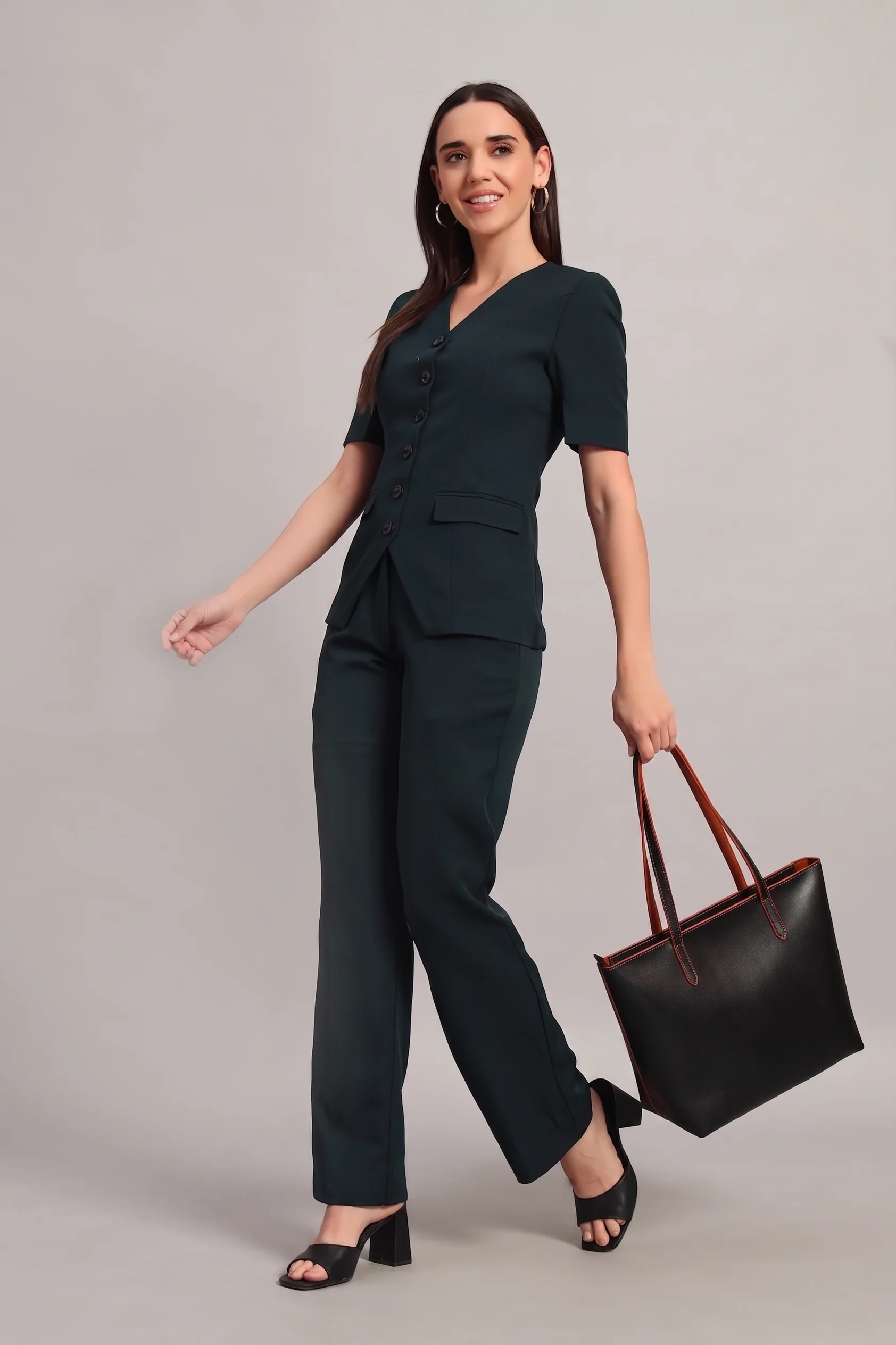 The Breezy Blazer Set – Peacock Green