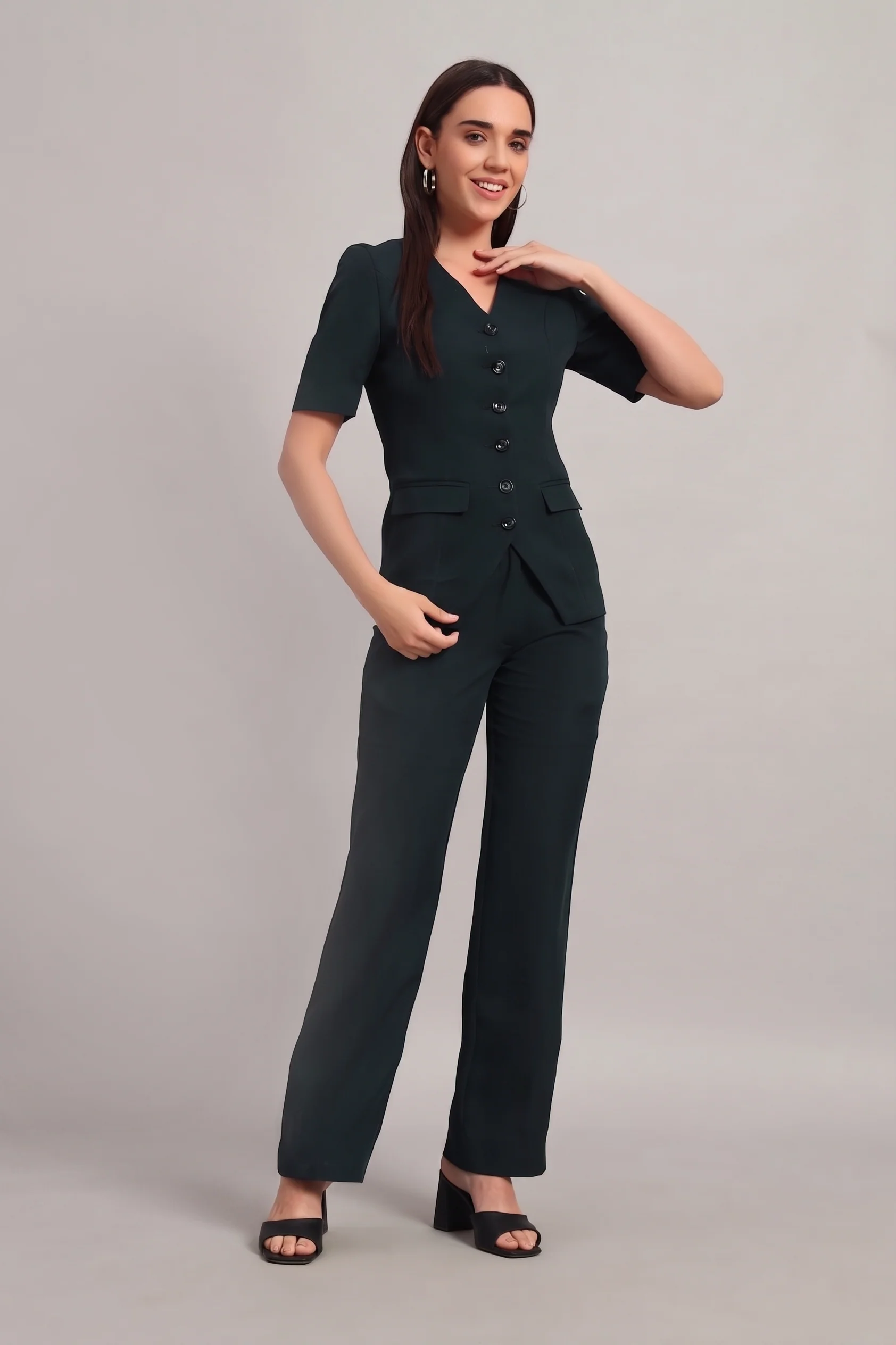 The Breezy Blazer Set – Peacock Green - Image 4