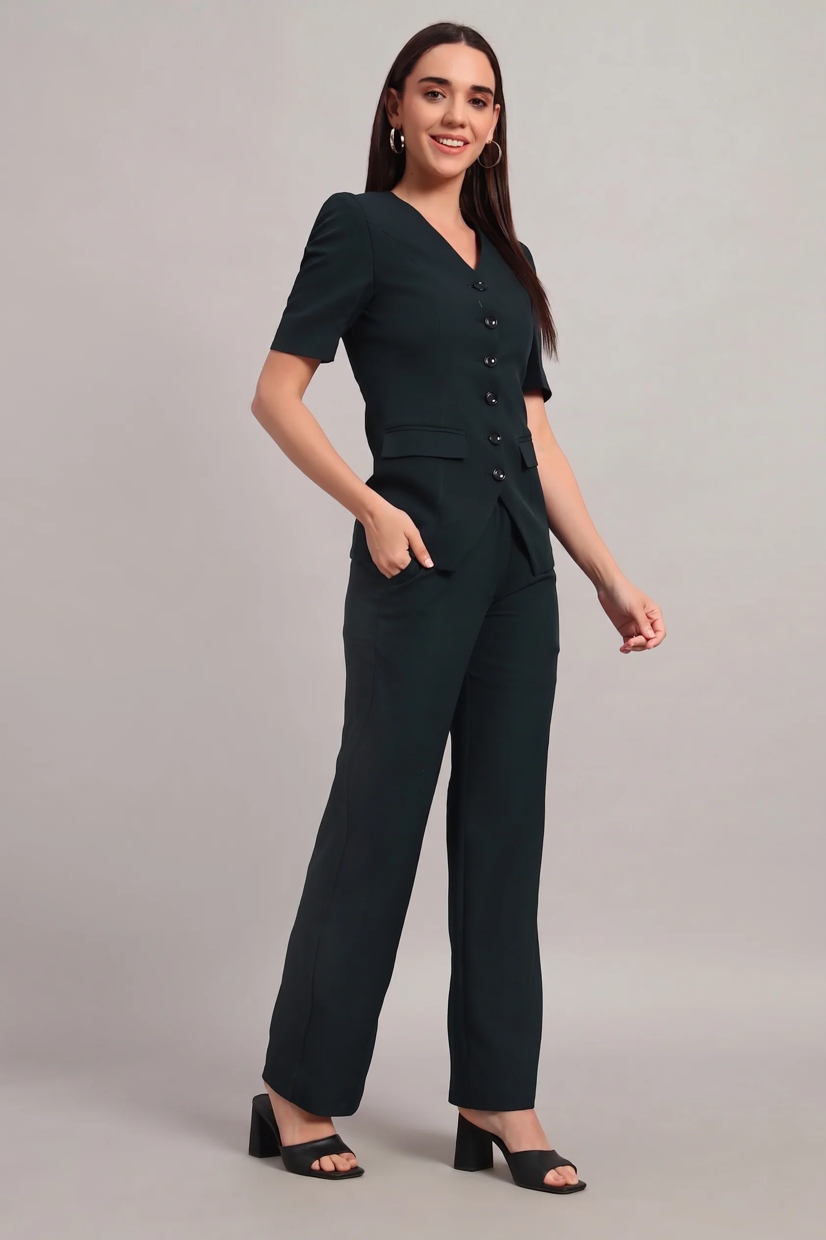 The Breezy Blazer Set – Peacock Green - Image 5
