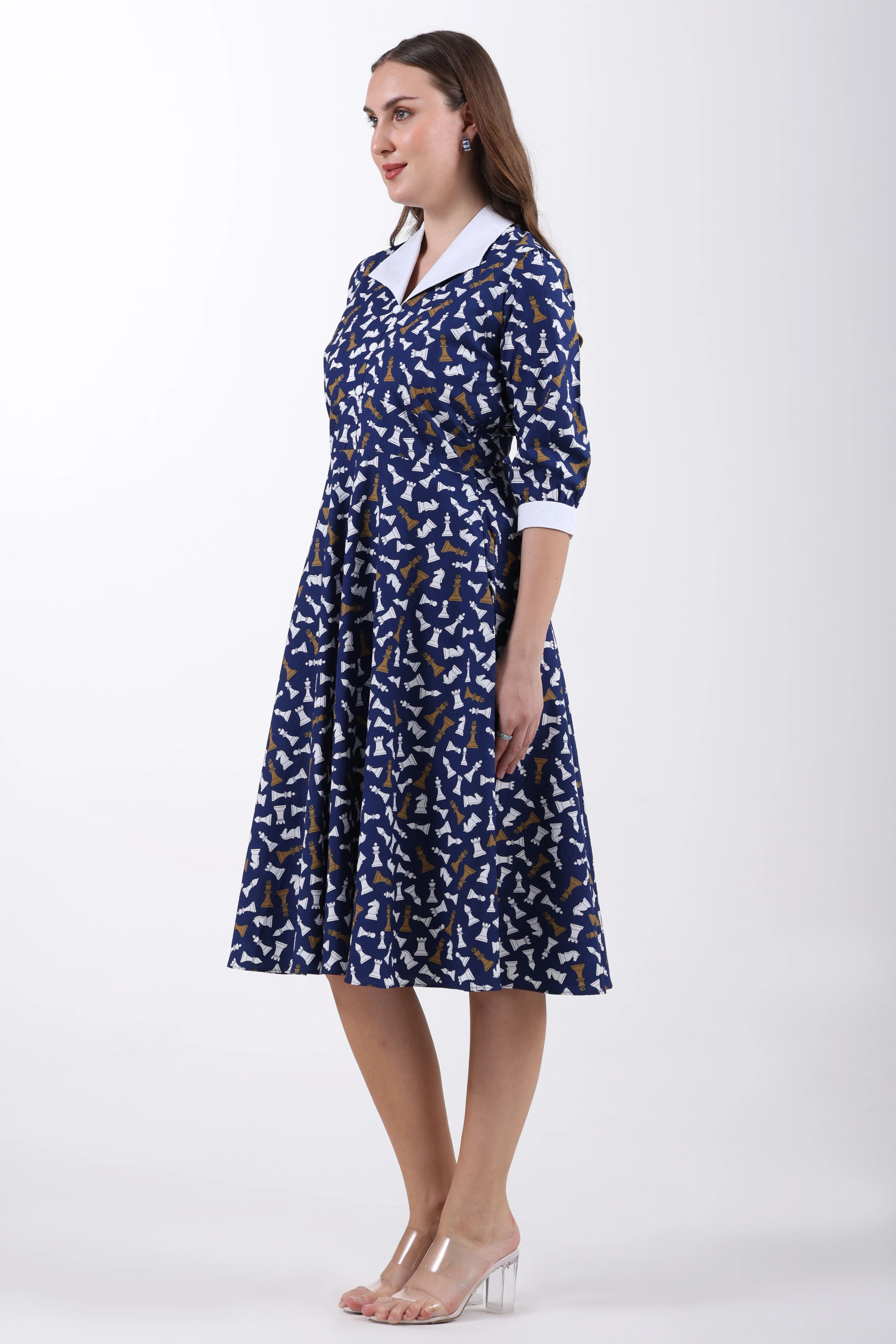 Checkmate Grace Cotton Midi Dress – Navy Blue - Image 5