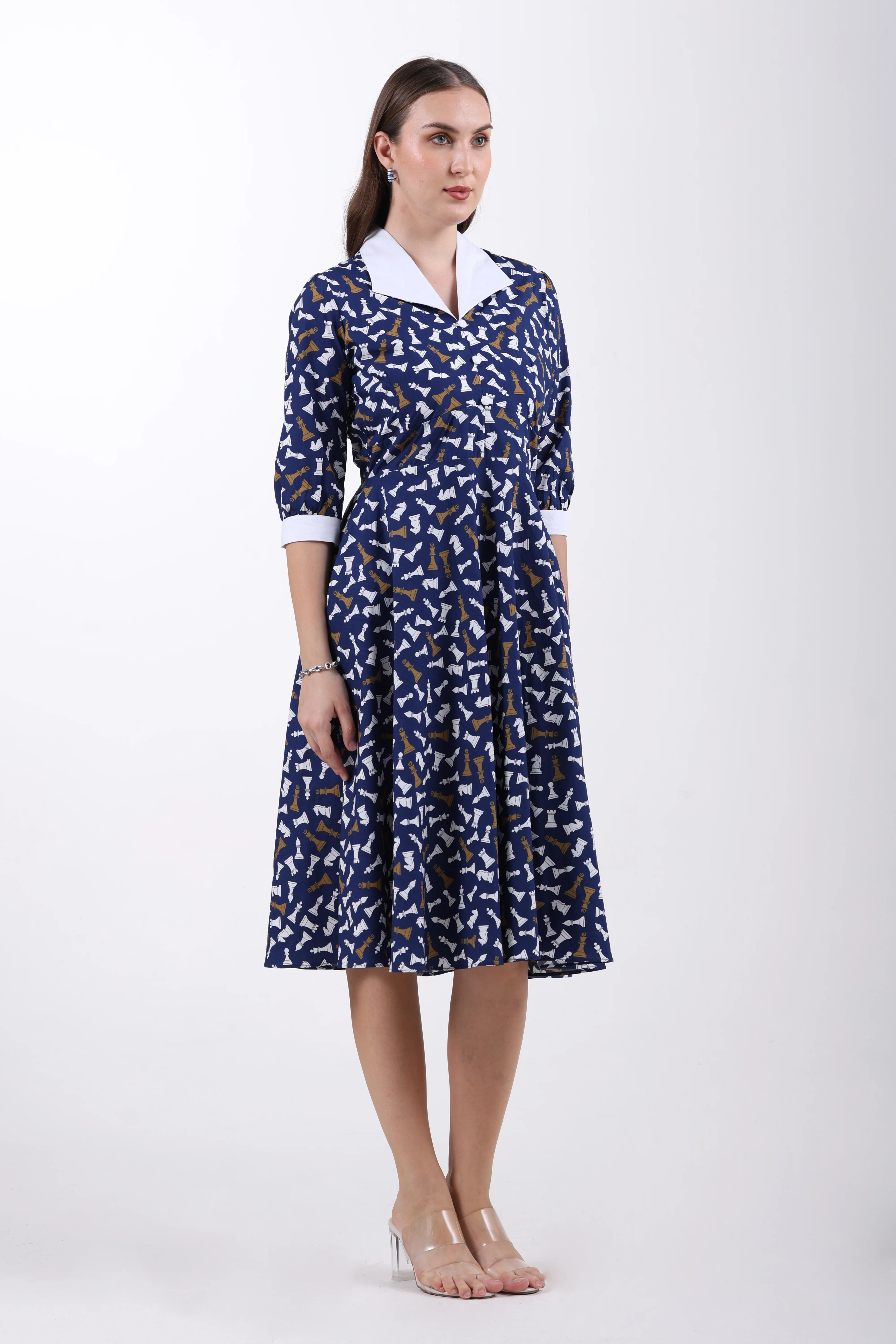 Checkmate Grace Cotton Midi Dress – Navy Blue - Image 6