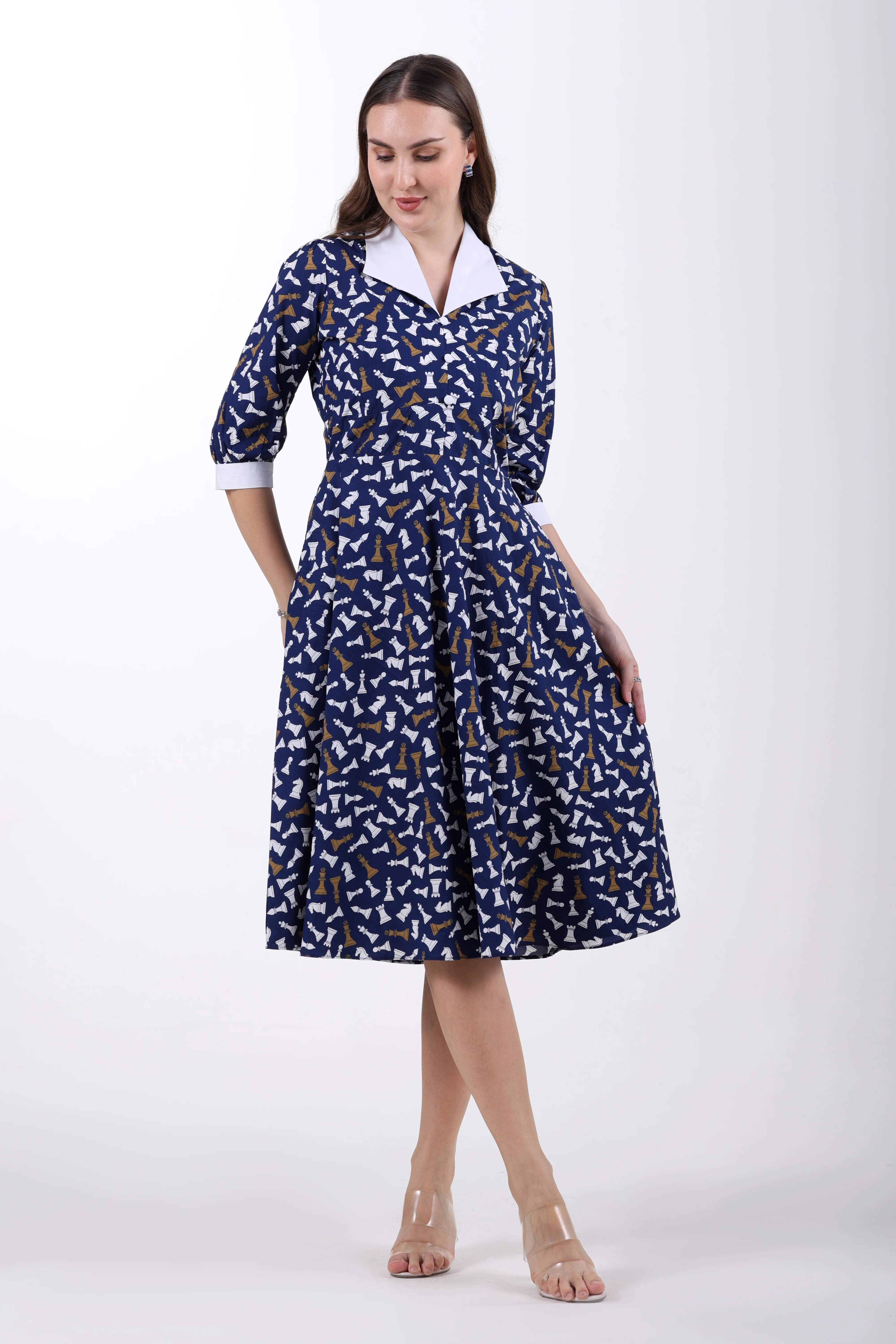 Checkmate Grace Cotton Midi Dress – Navy Blue - Image 7