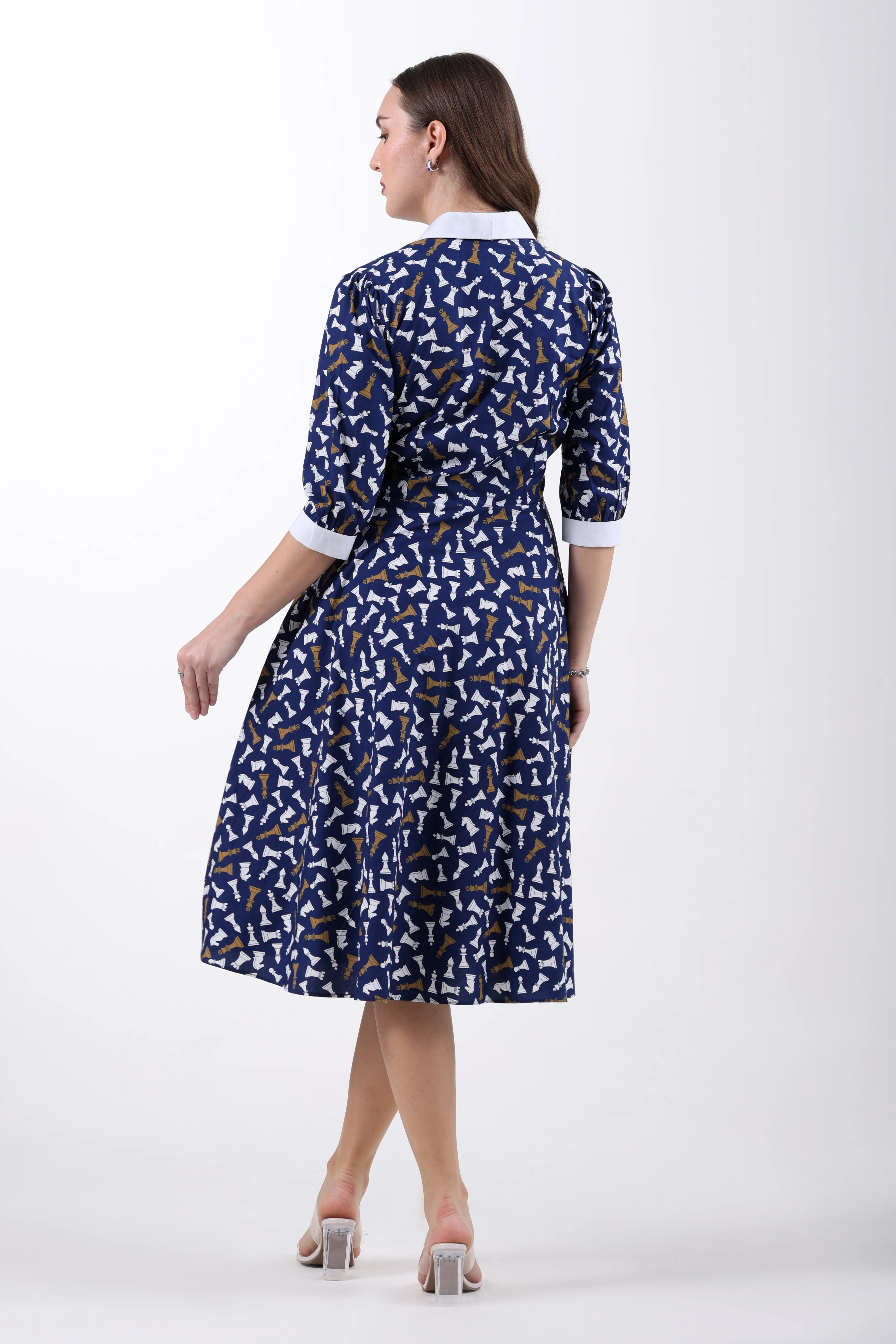 Checkmate Grace Cotton Midi Dress – Navy Blue - Image 8