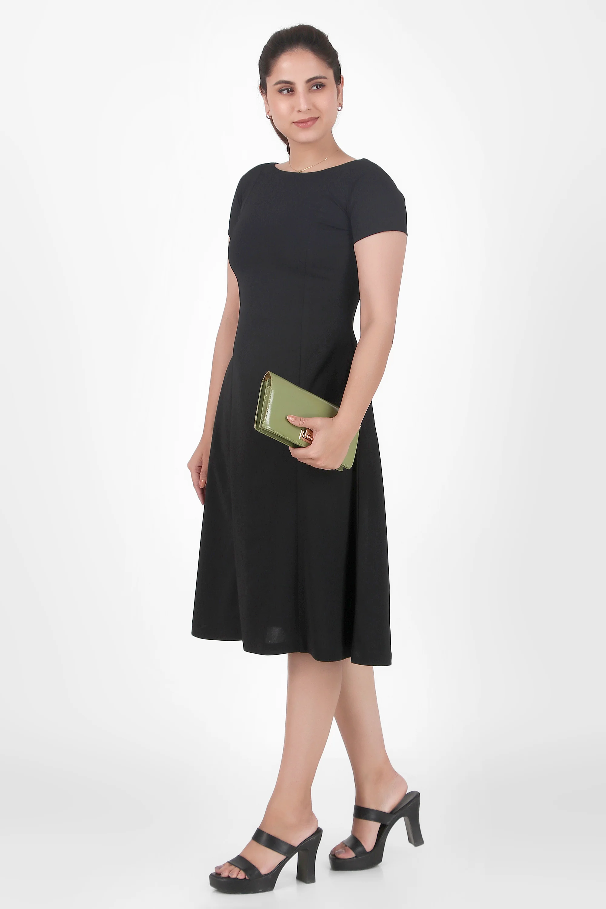 Classic Comfort A-Line Dress – Black - Image 3