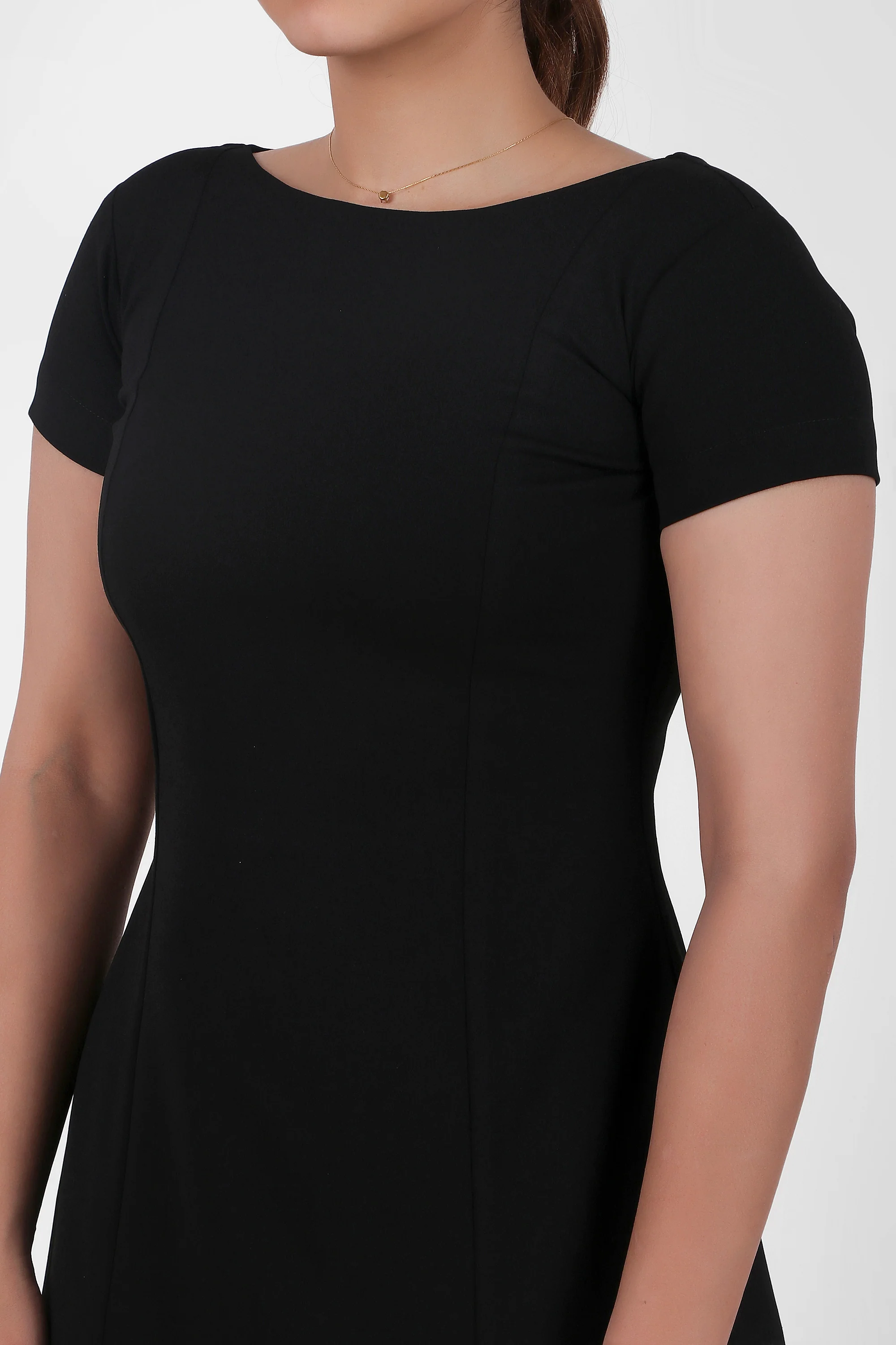 Classic Comfort A-Line Dress – Black - Image 5