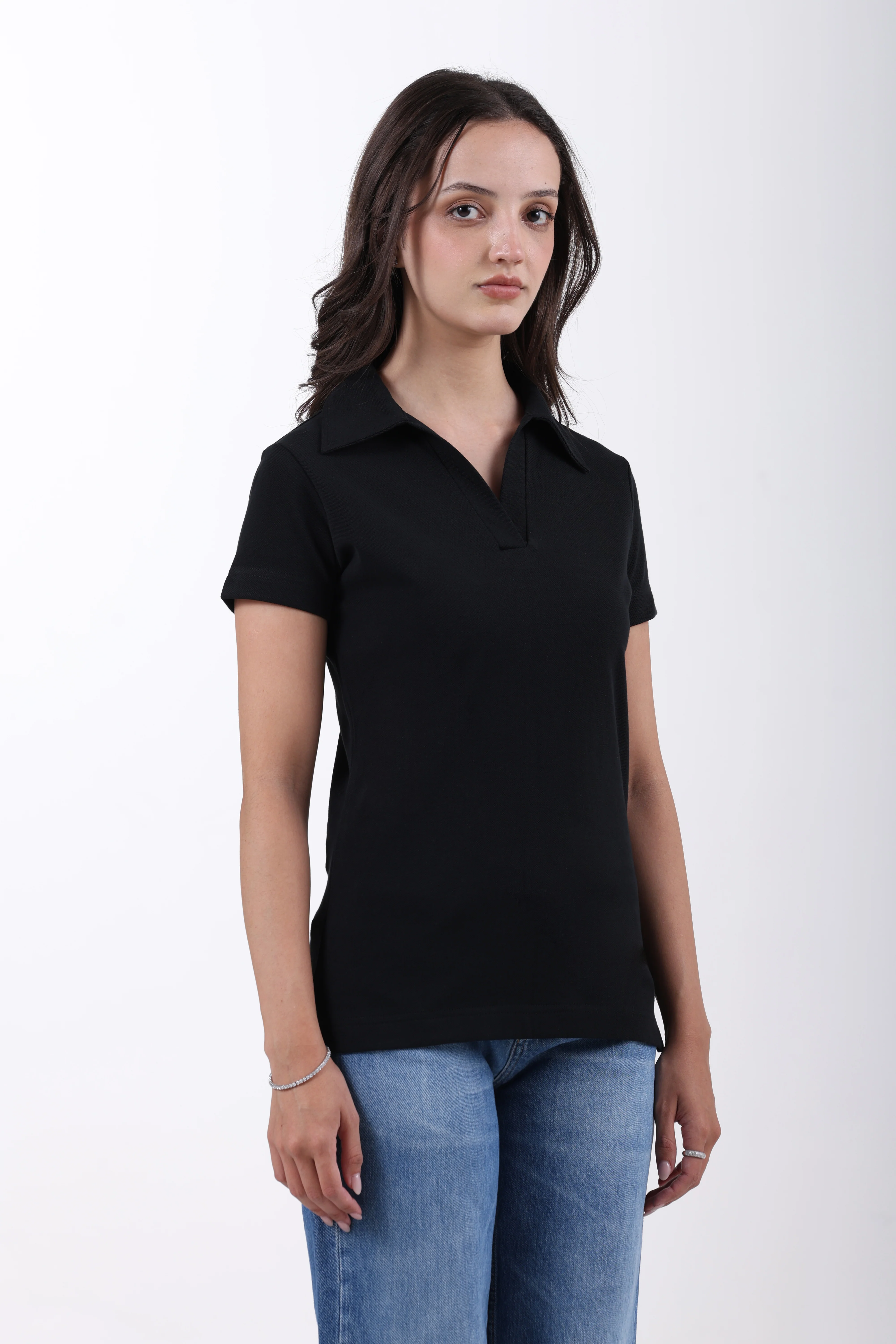 Classic Cotton Polo T-Shirt – Black - Image 3