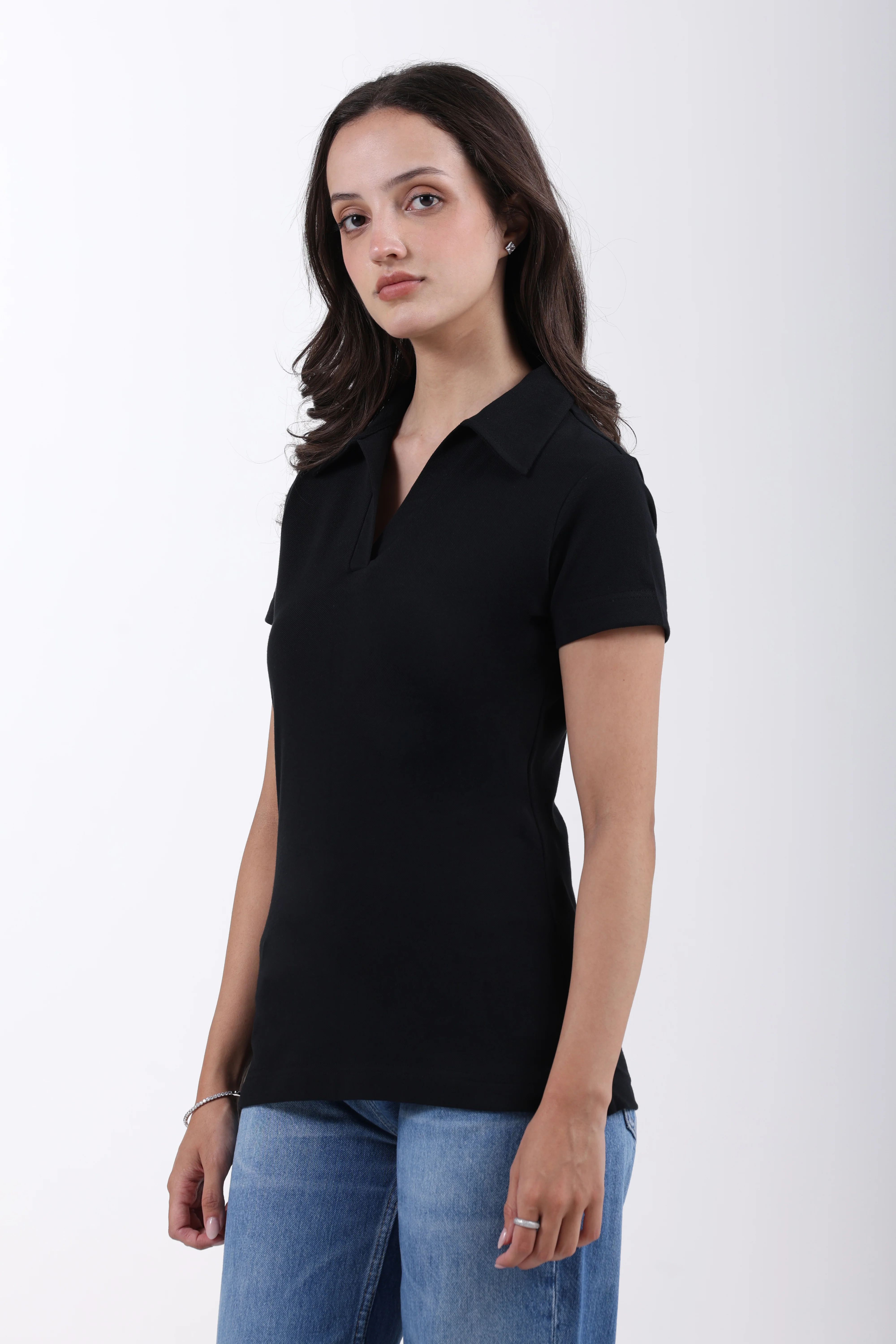 Classic Cotton Polo T-Shirt – Black - Image 4