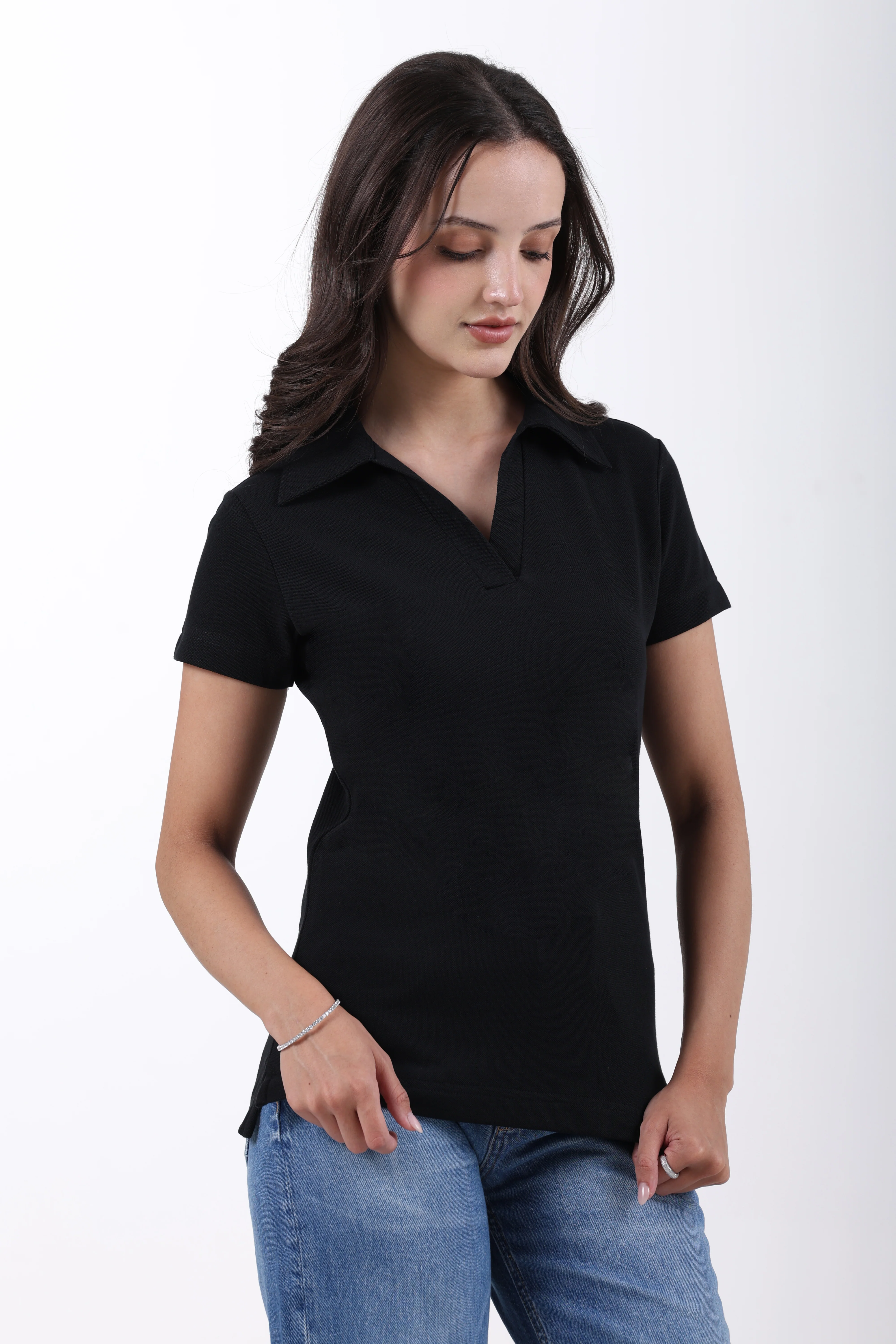 Classic Cotton Polo T-Shirt – Black - Image 5
