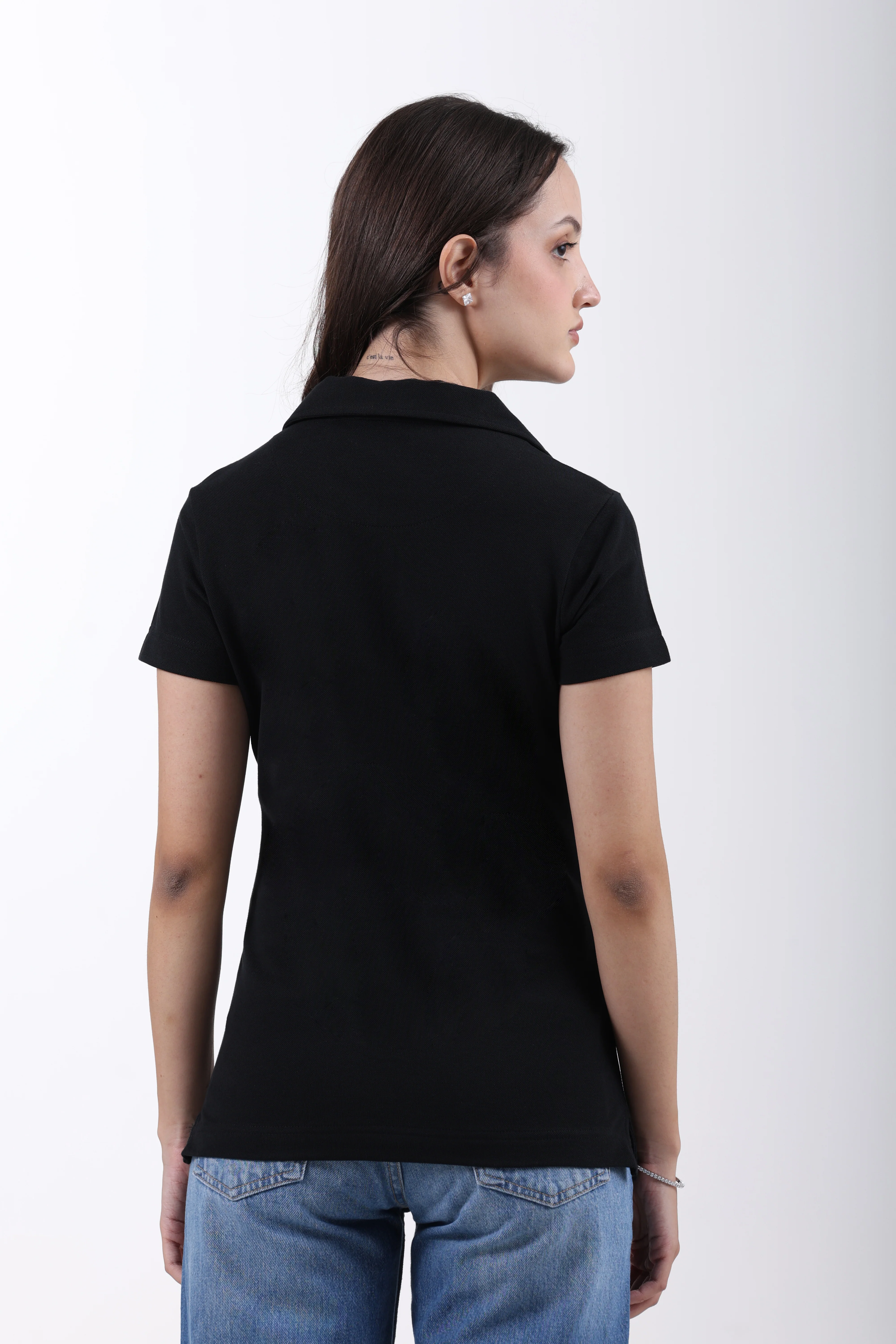 Classic Cotton Polo T-Shirt – Black - Image 7