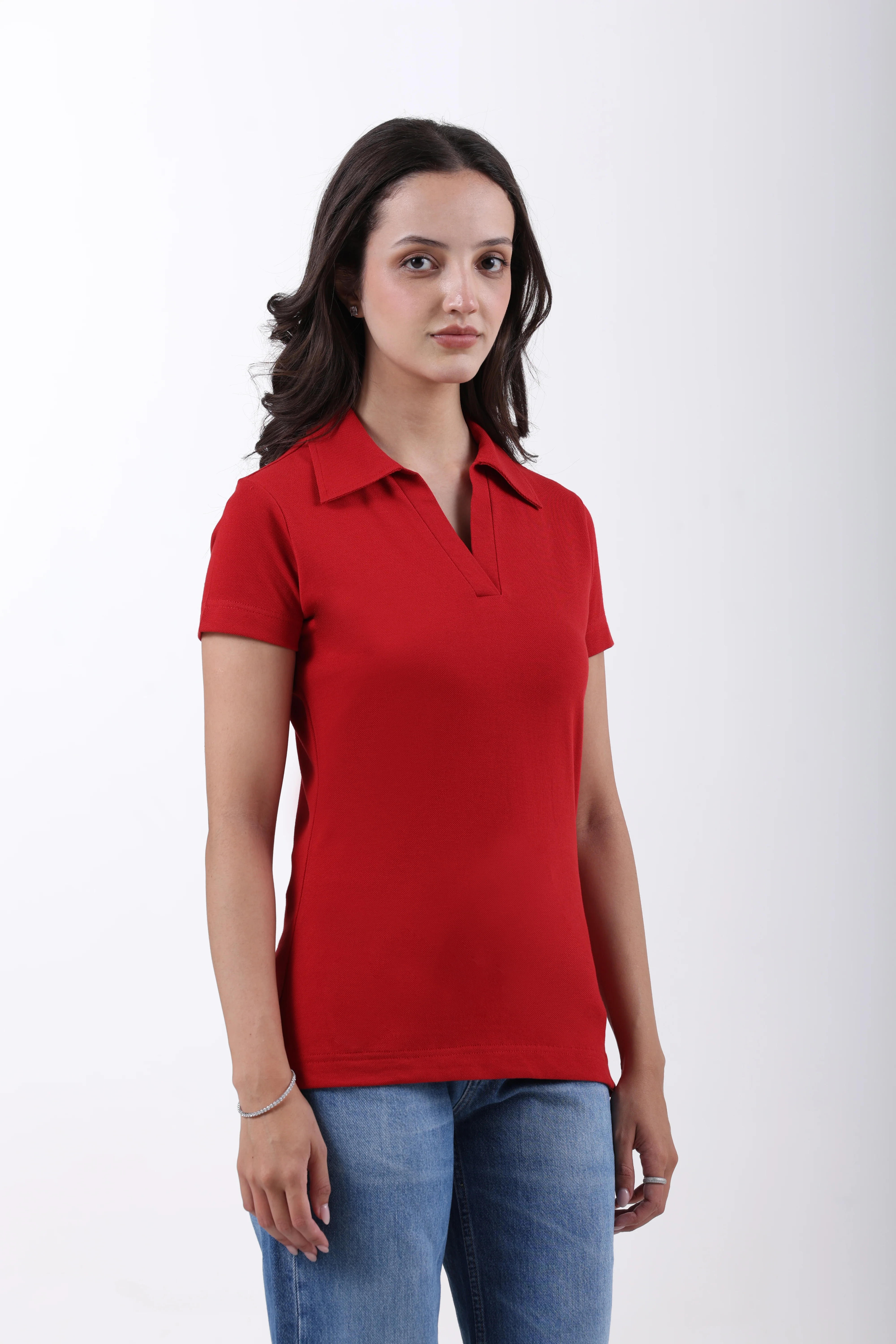 Classic Cotton Polo T-Shirt – Red - Image 3