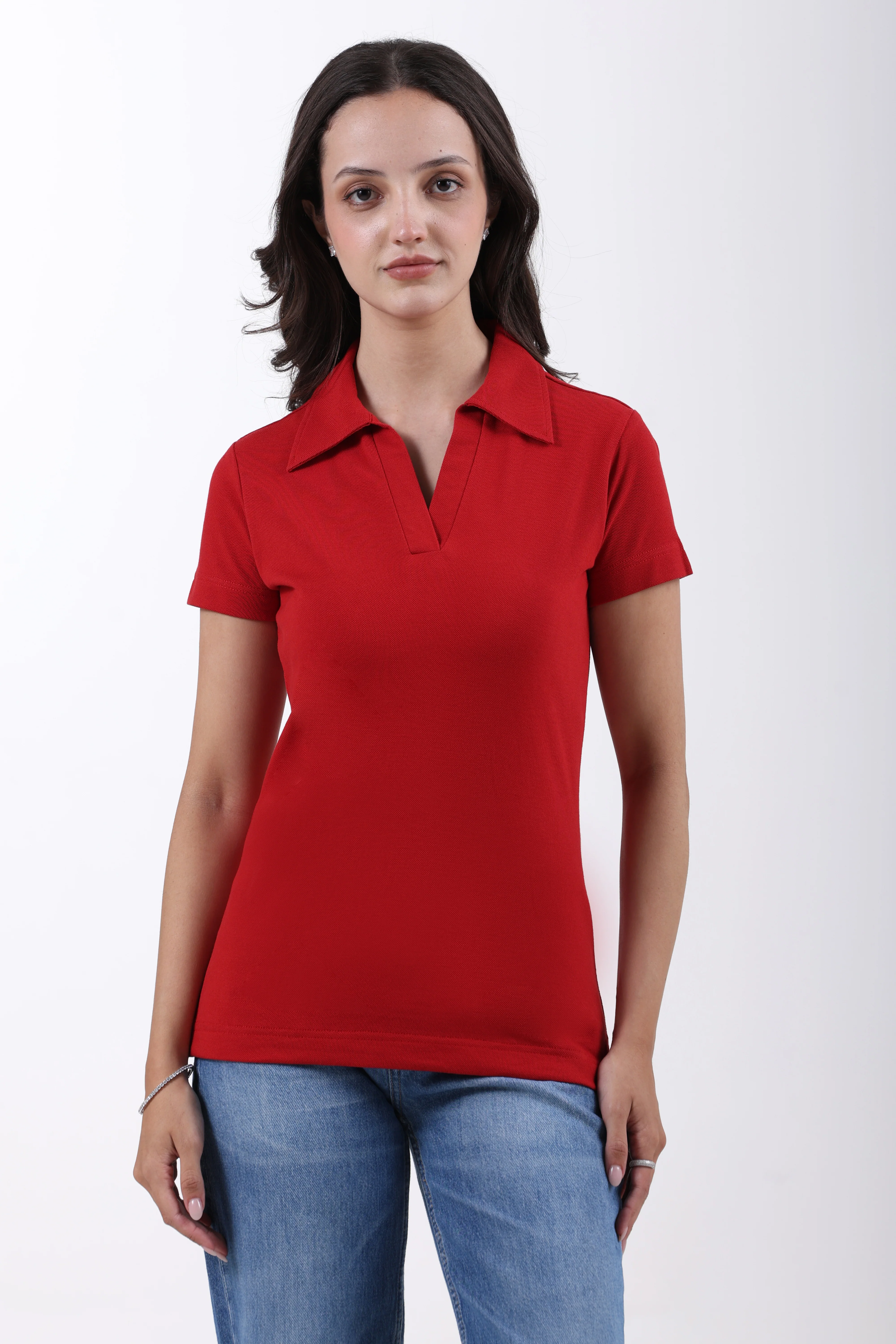 Classic Cotton Polo T-Shirt – Red - Image 4