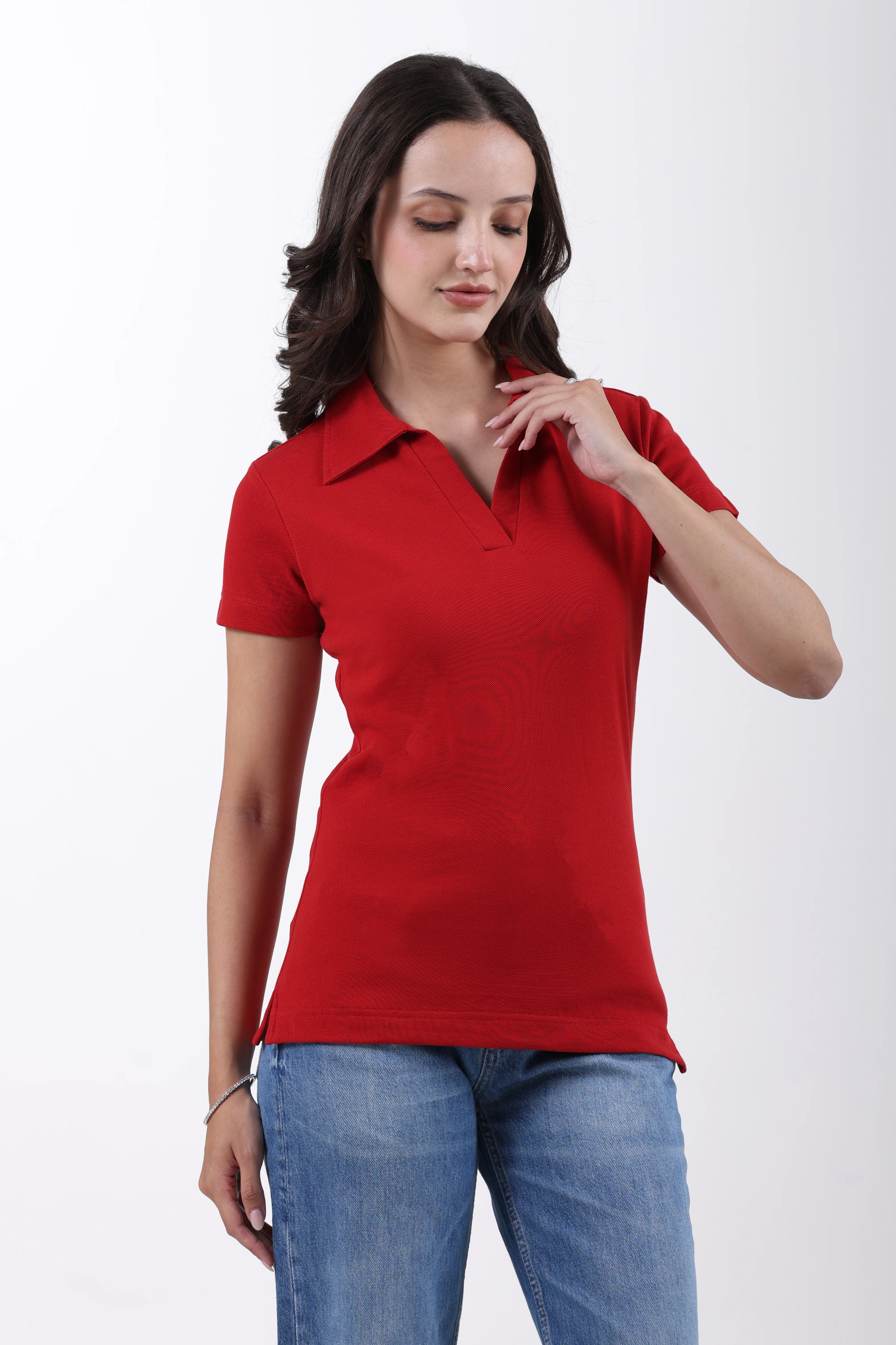 Classic Cotton Polo T-Shirt – Red - Image 5
