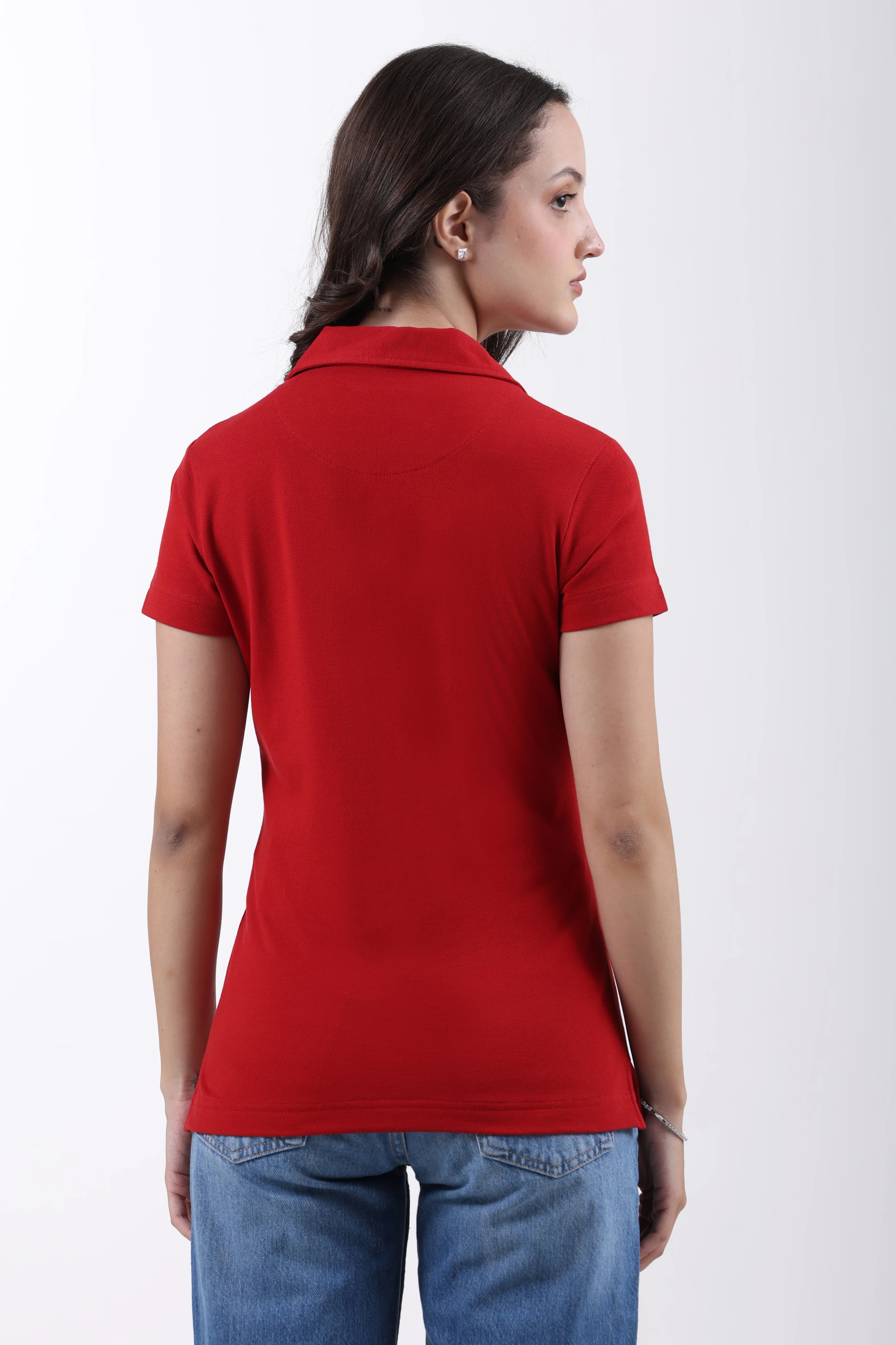 Classic Cotton Polo T-Shirt – Red - Image 7