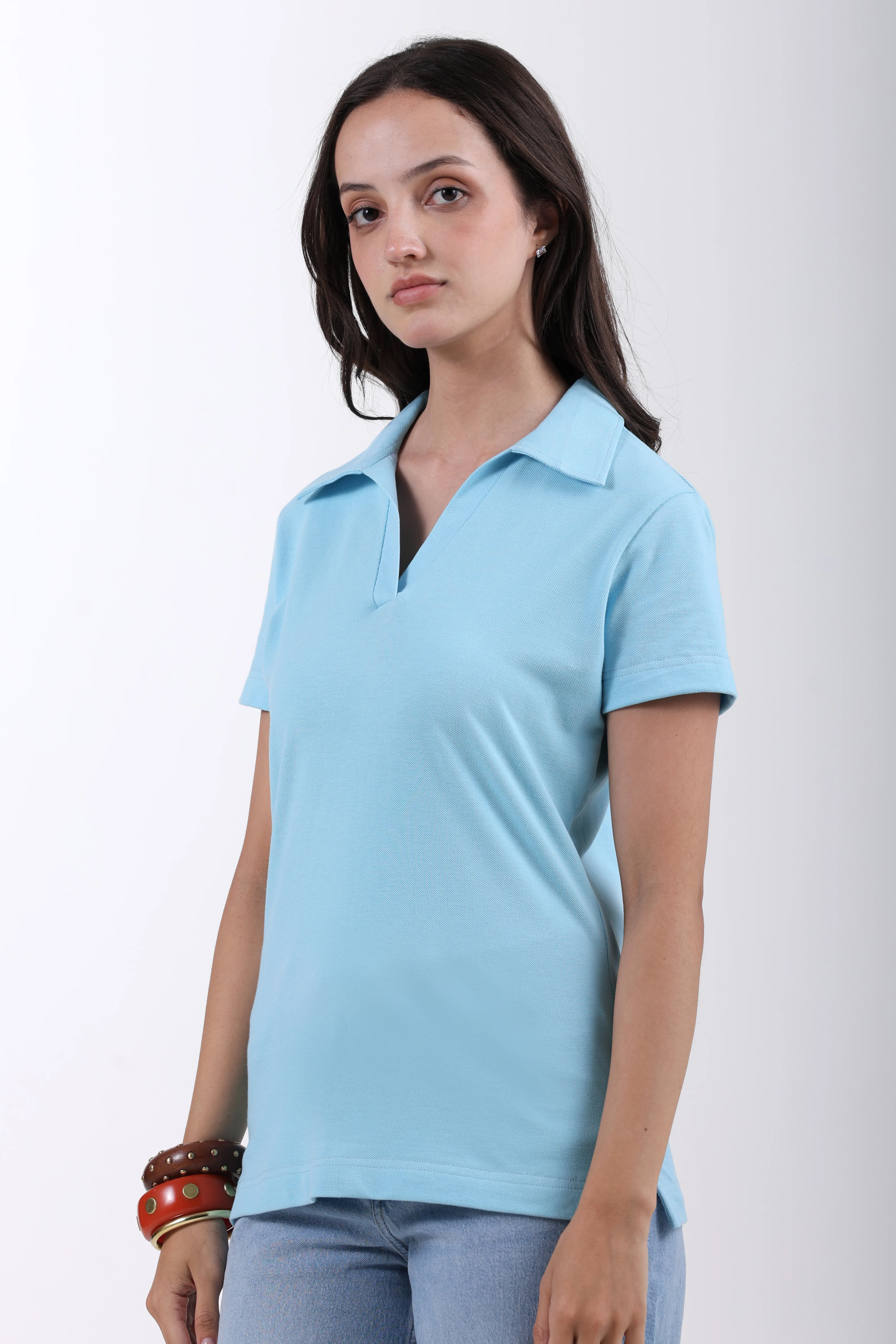 Classic Cotton Polo T-Shirt – Sky Blue - Image 4