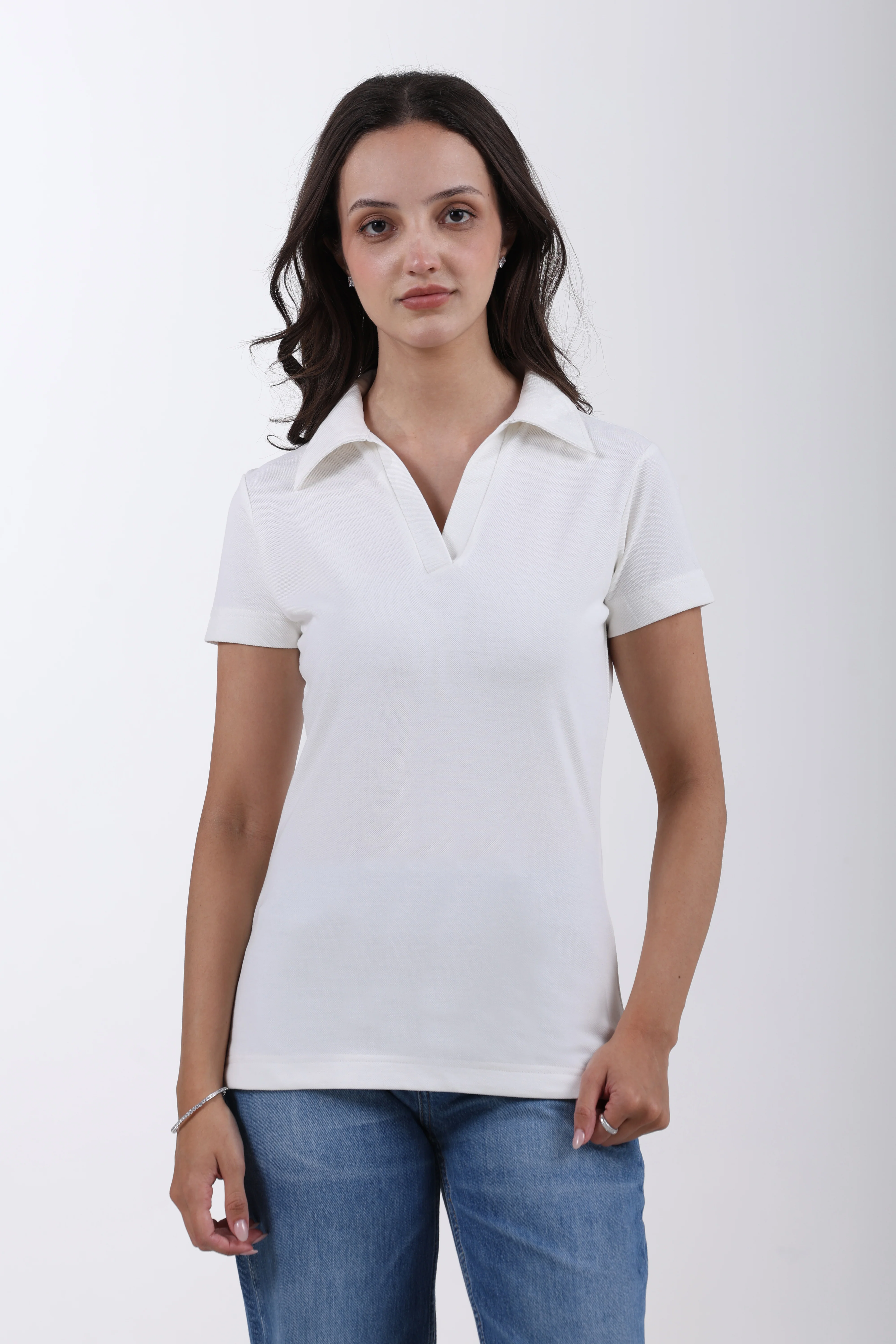 Classic Cotton Polo T-Shirt – White - Image 4