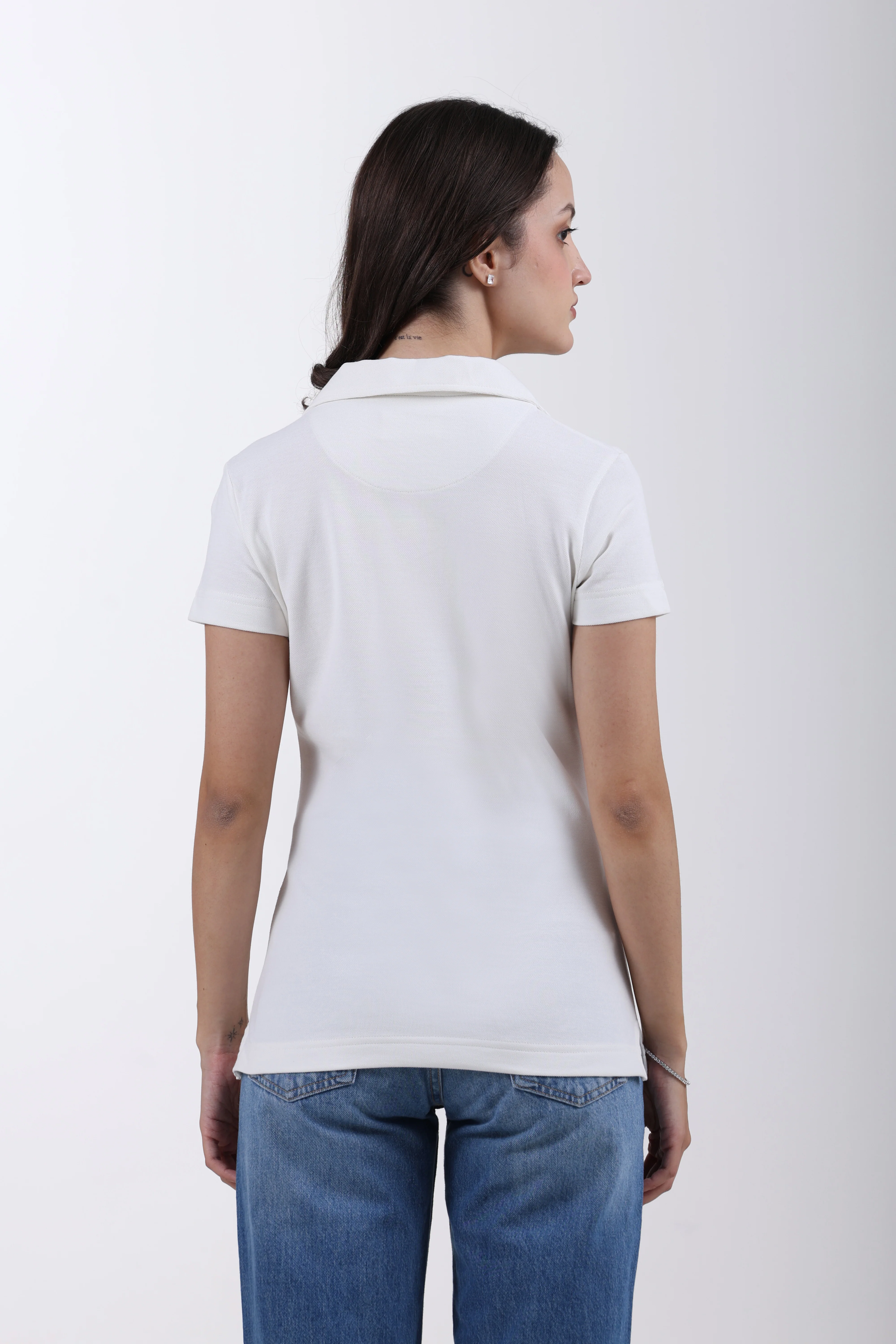 Classic Cotton Polo T-Shirt – White - Image 6