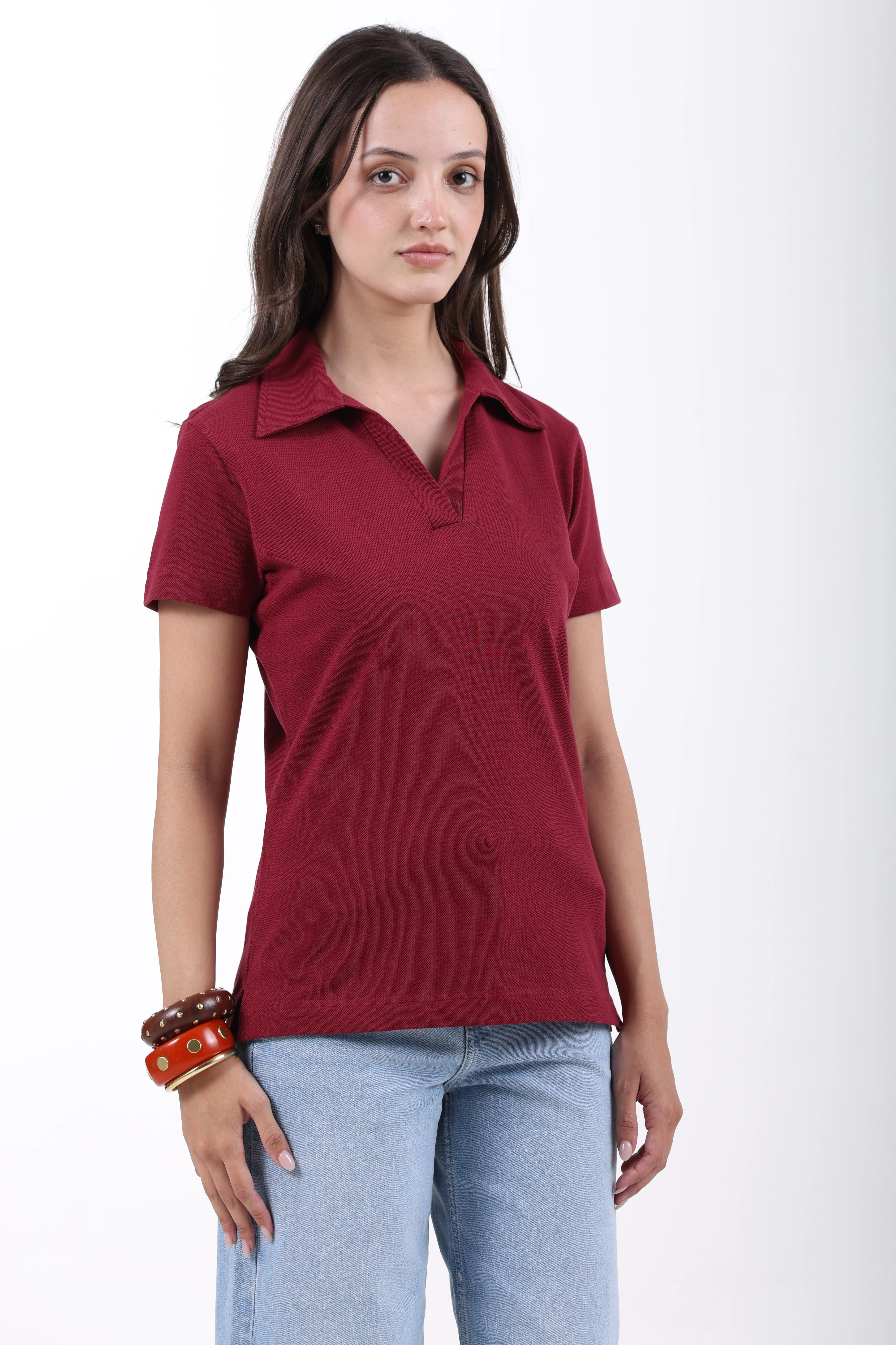 Classic Cotton Polo T-Shirt – Wine - Image 6