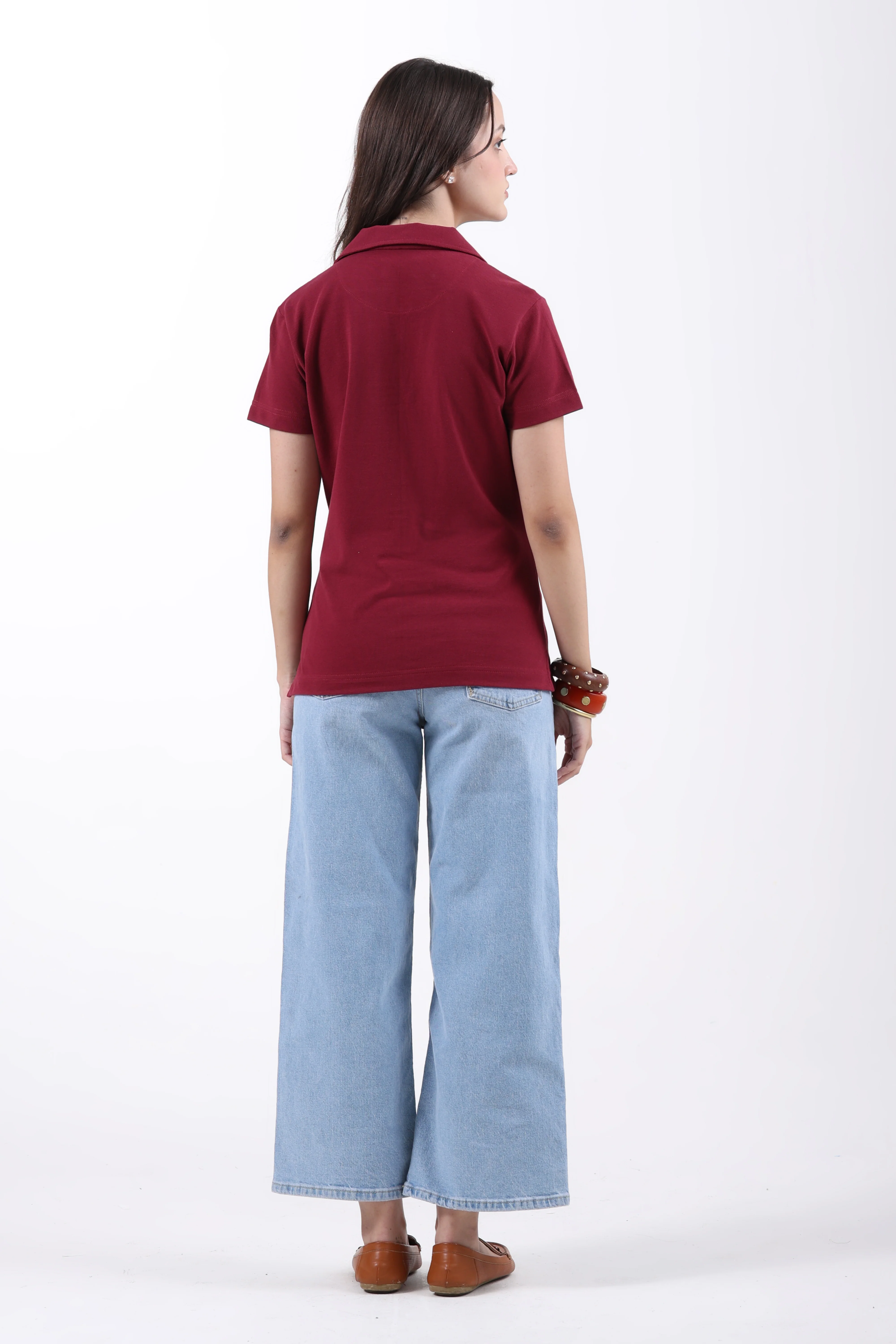 Classic Cotton Polo T-Shirt – Wine - Image 7