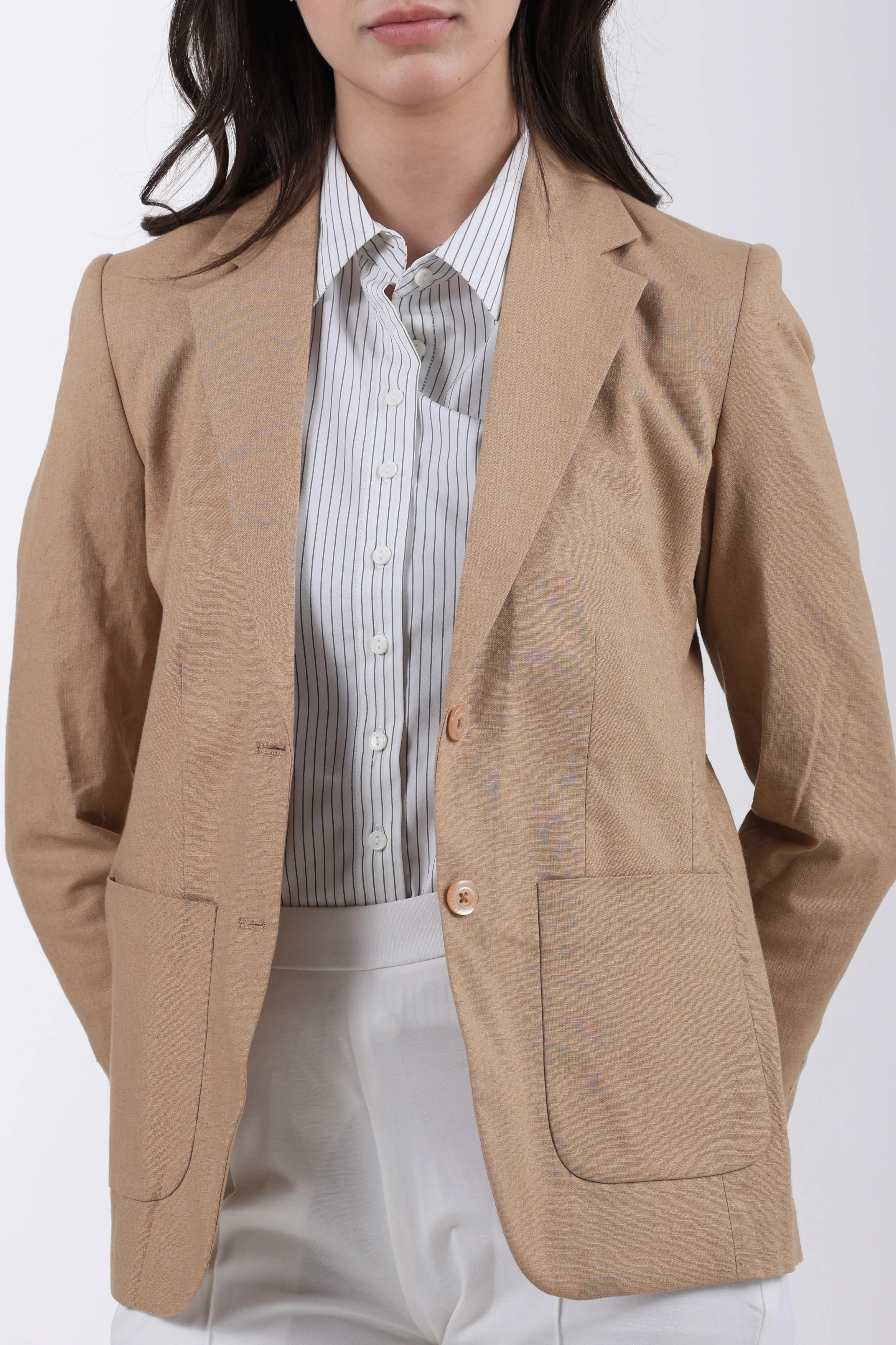 Classic Structure Belgian Linen Blazer – Desert Beige - Image 6