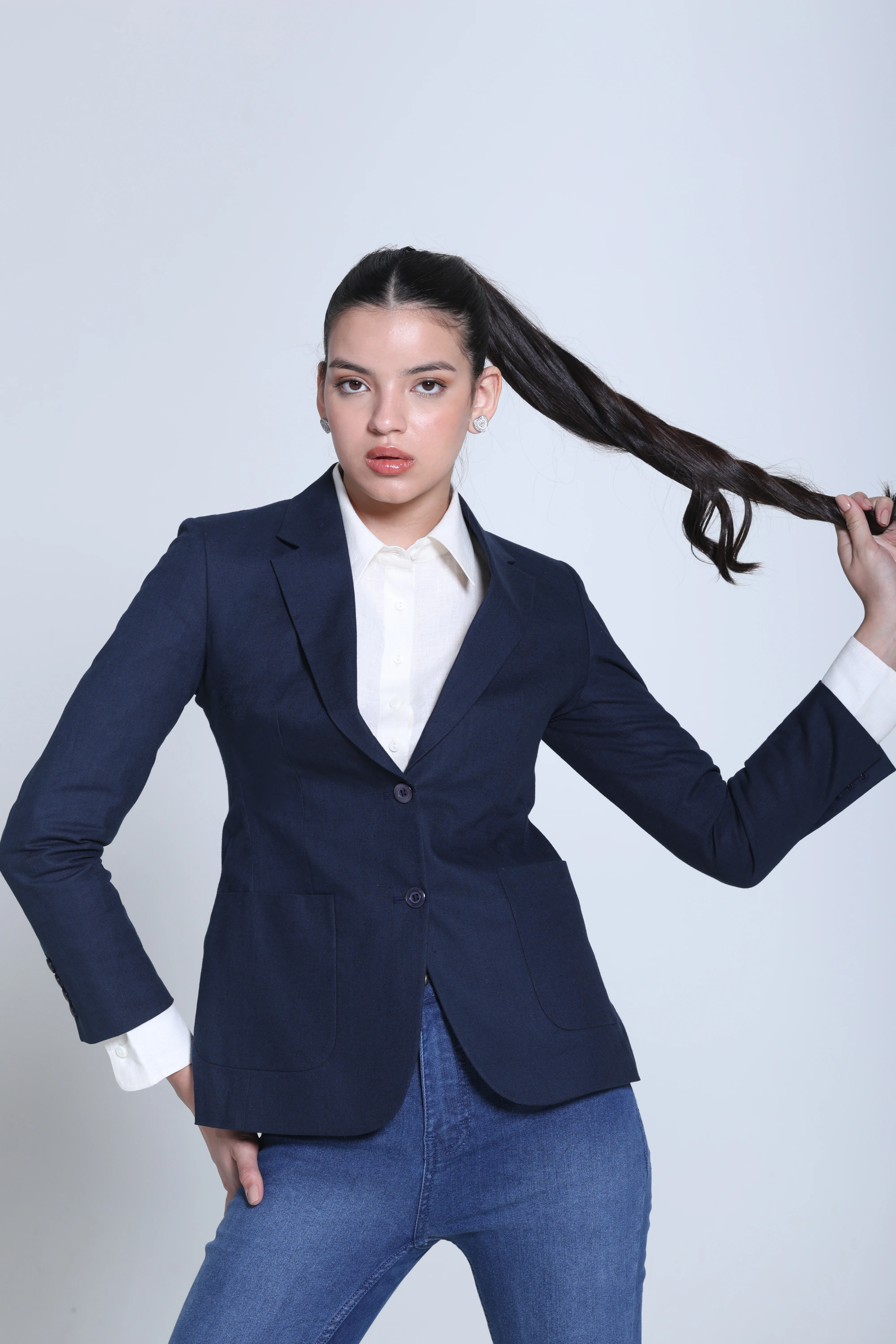 Classic Structure Belgian Linen Blazer – Midnight Navy - Image 5