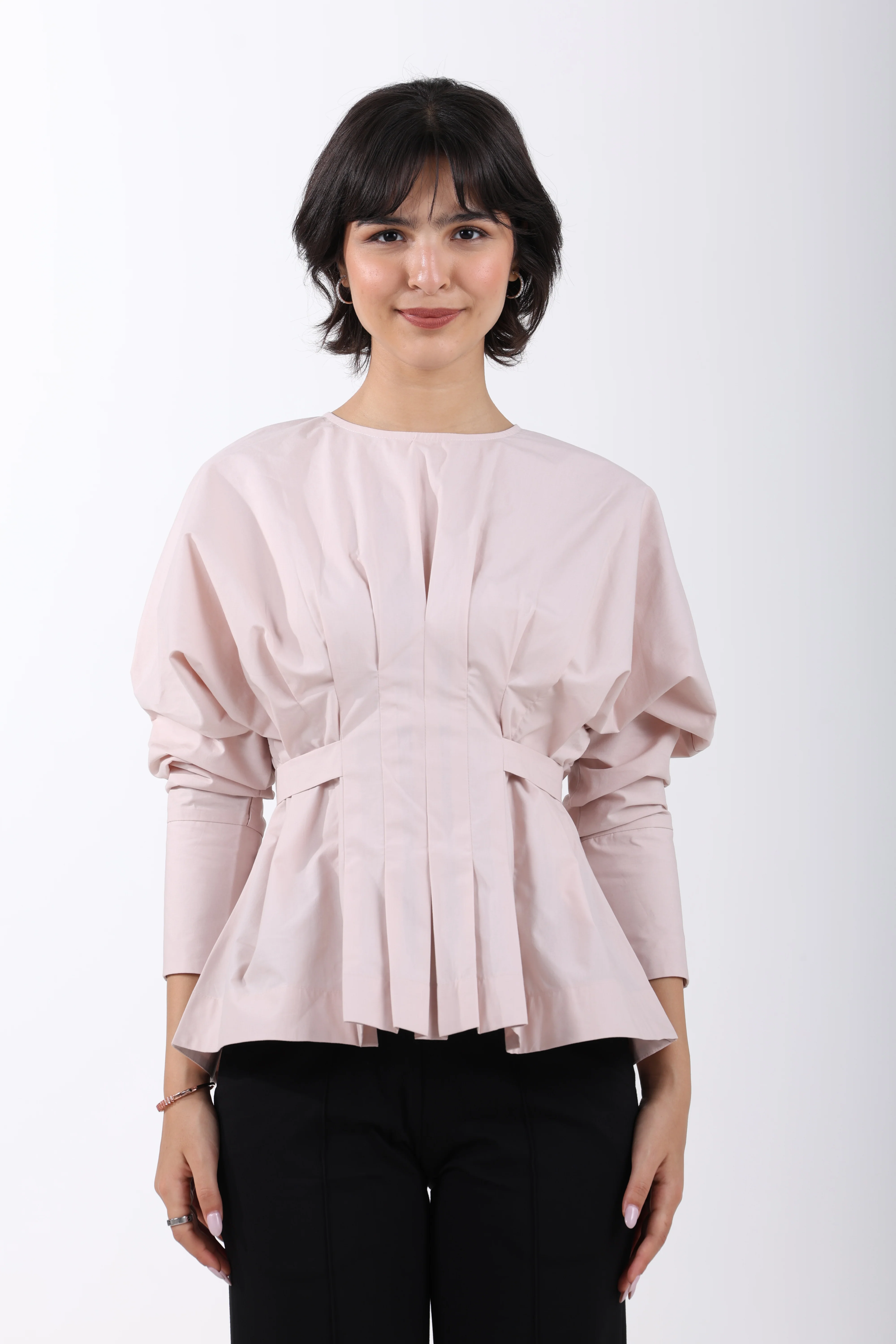 Cotton Soft Pleat Structure Top – Peach - Image 4