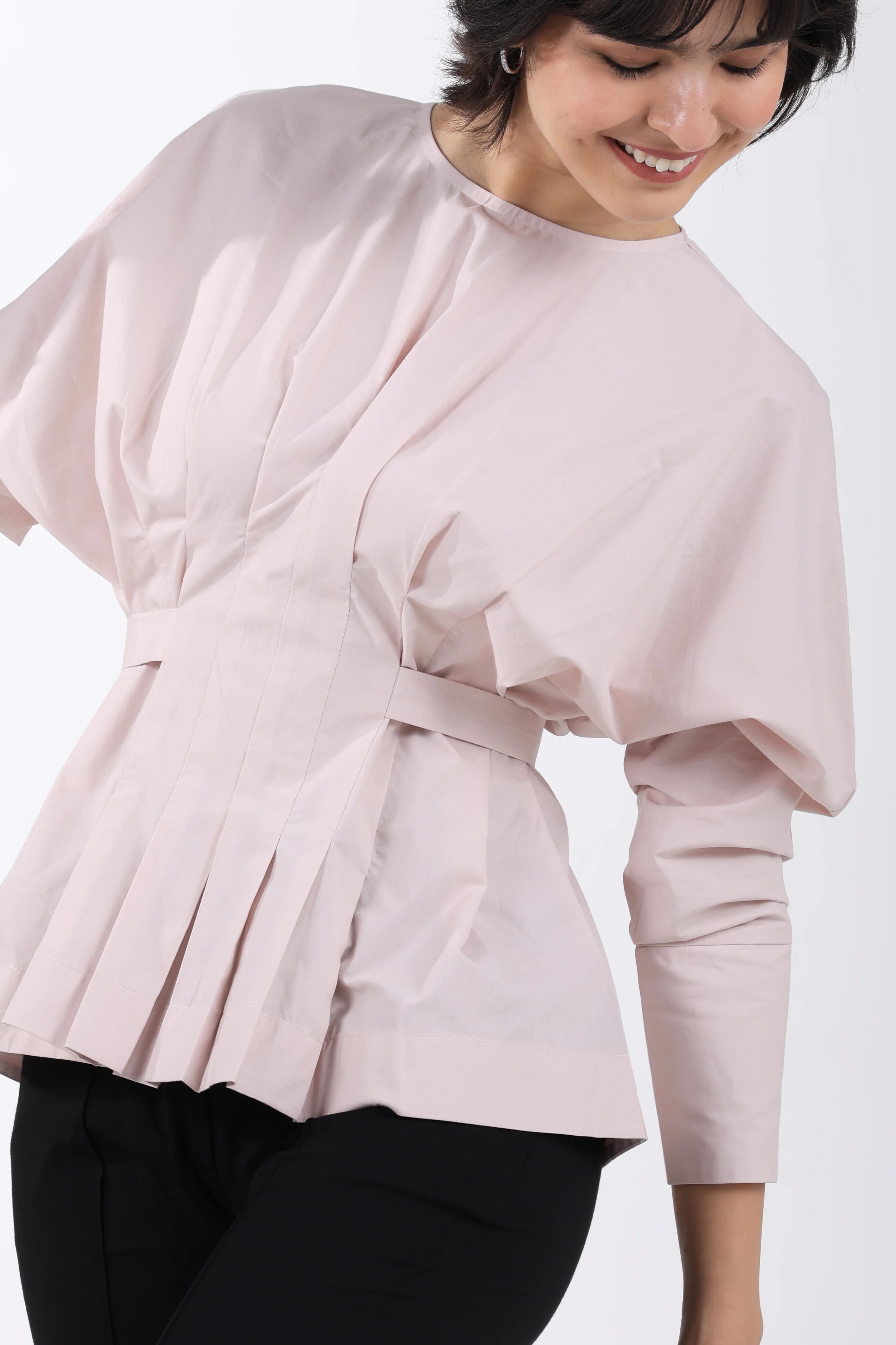 Cotton Soft Pleat Structure Top – Peach - Image 5