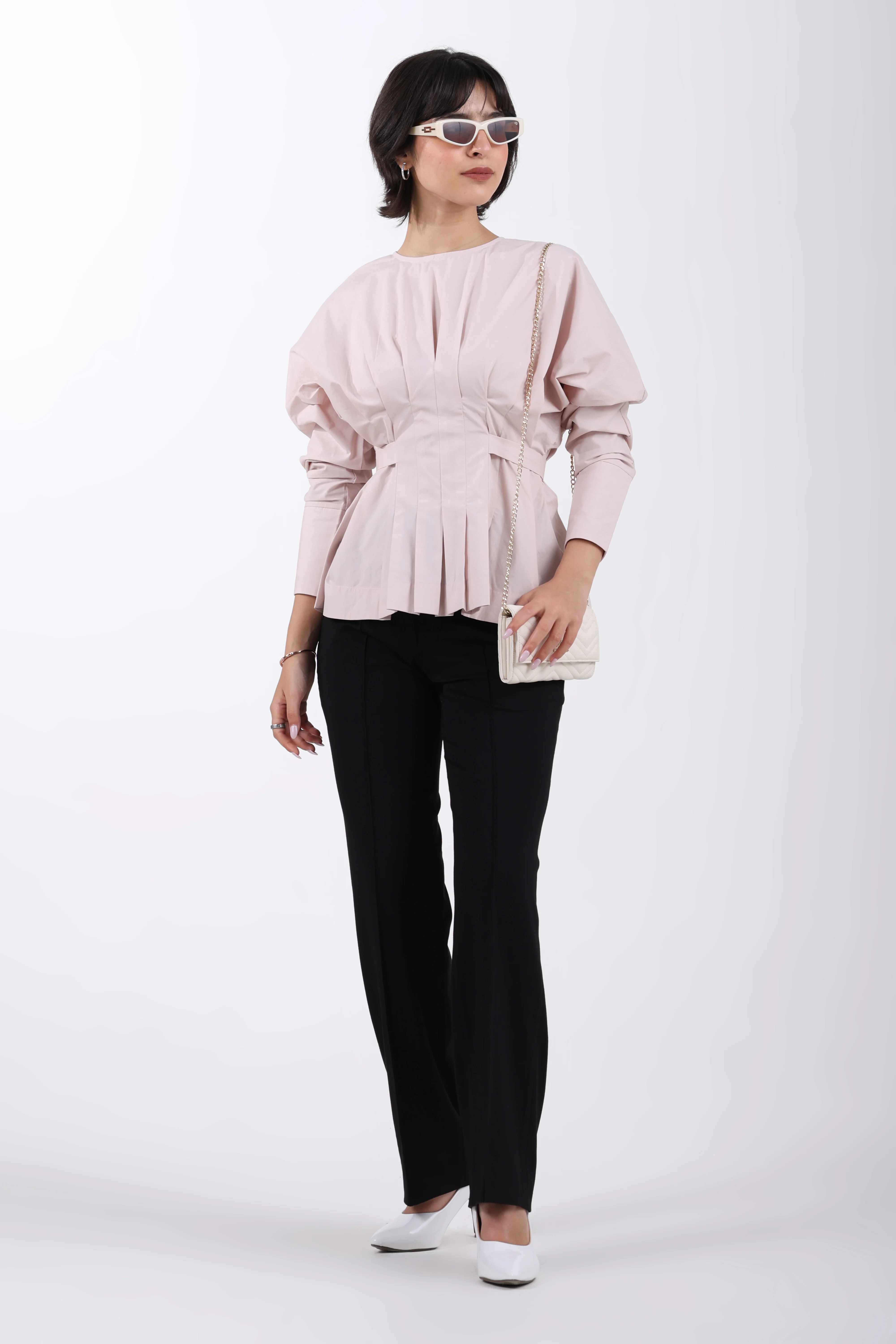 Cotton Soft Pleat Structure Top – Peach - Image 6