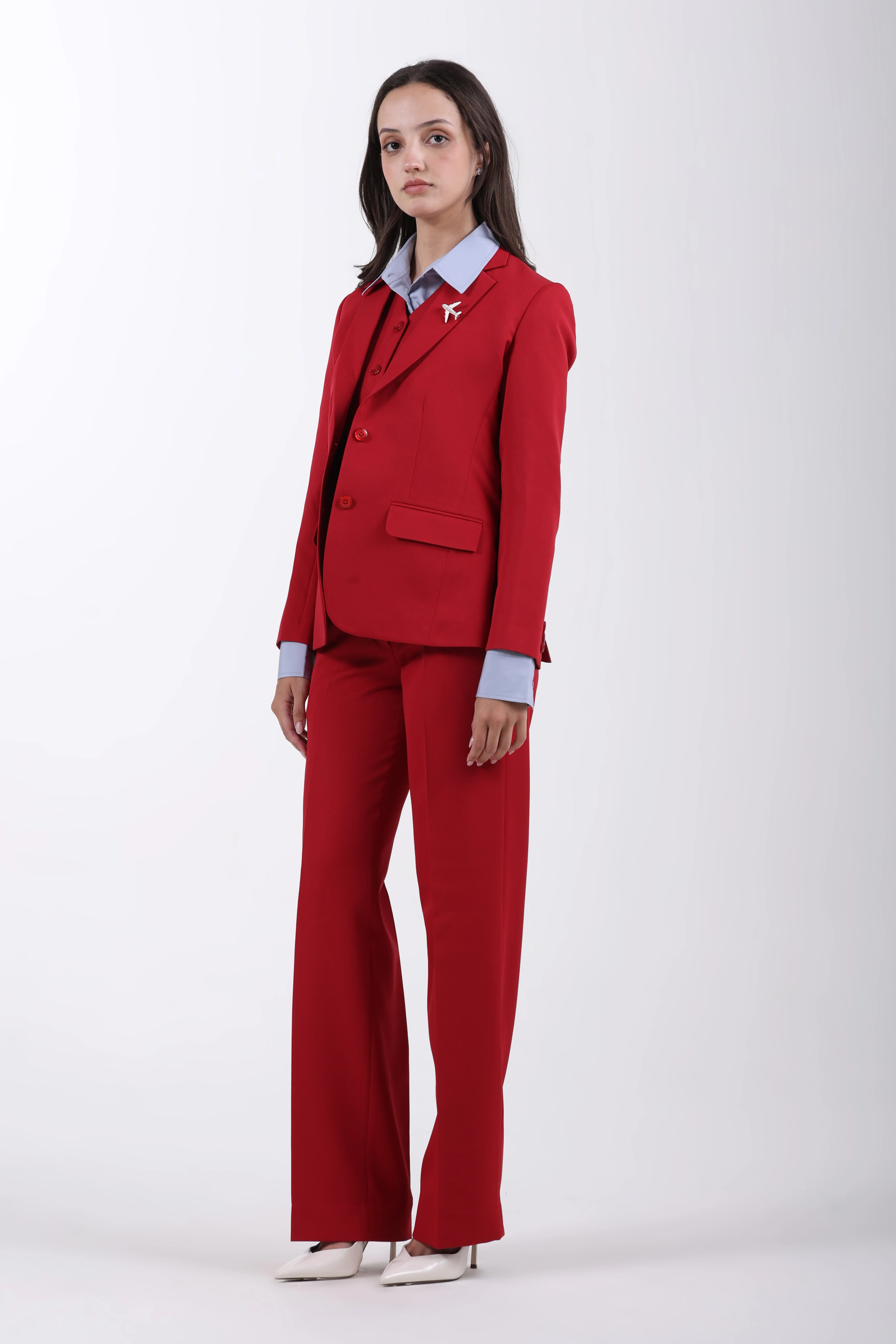 Crimson Structure 3-Piece Suit Set – Red - Image 3